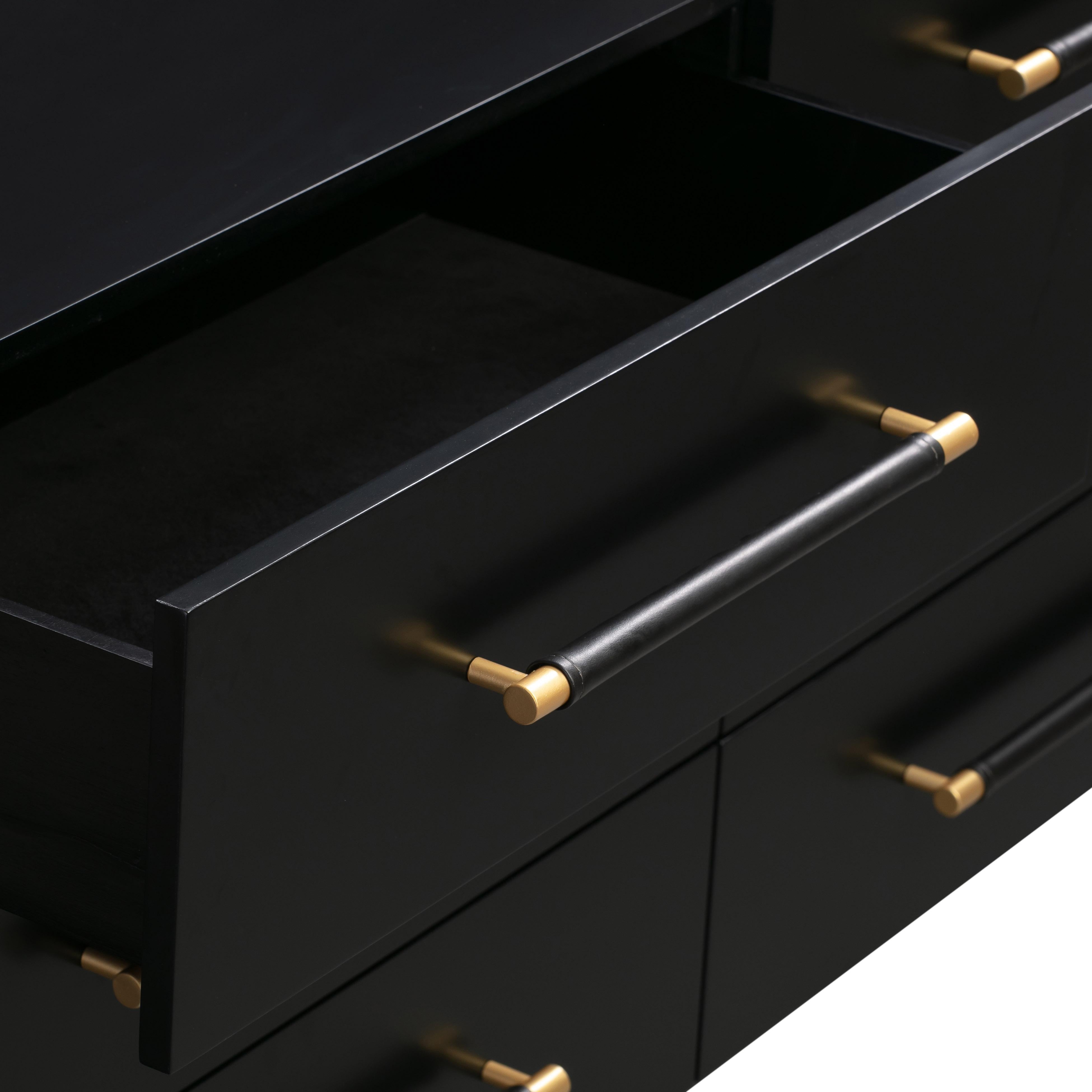 Trident Black 6 Drawer Dresser - UK