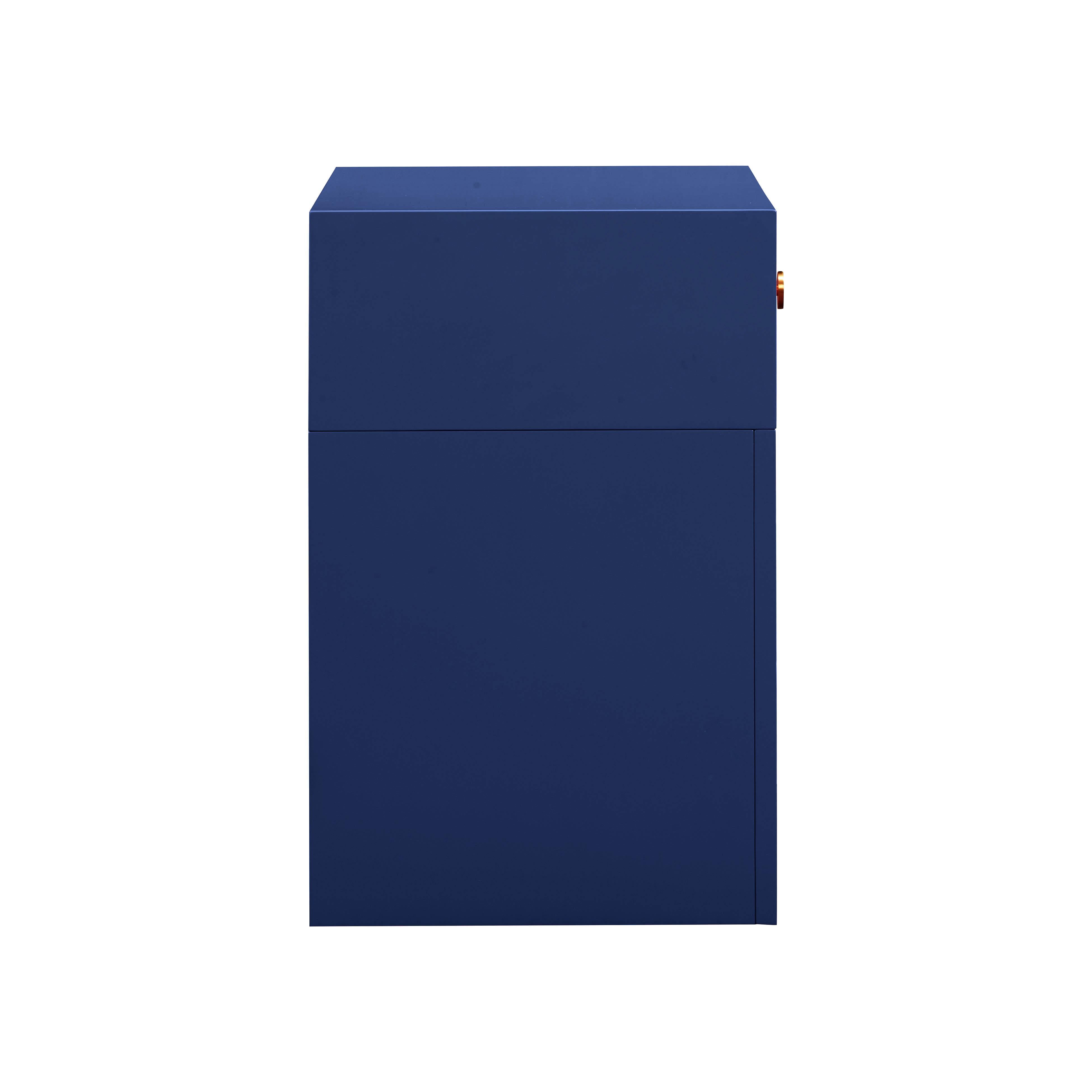 Suzie Navy & Rattan Nightstand - UK