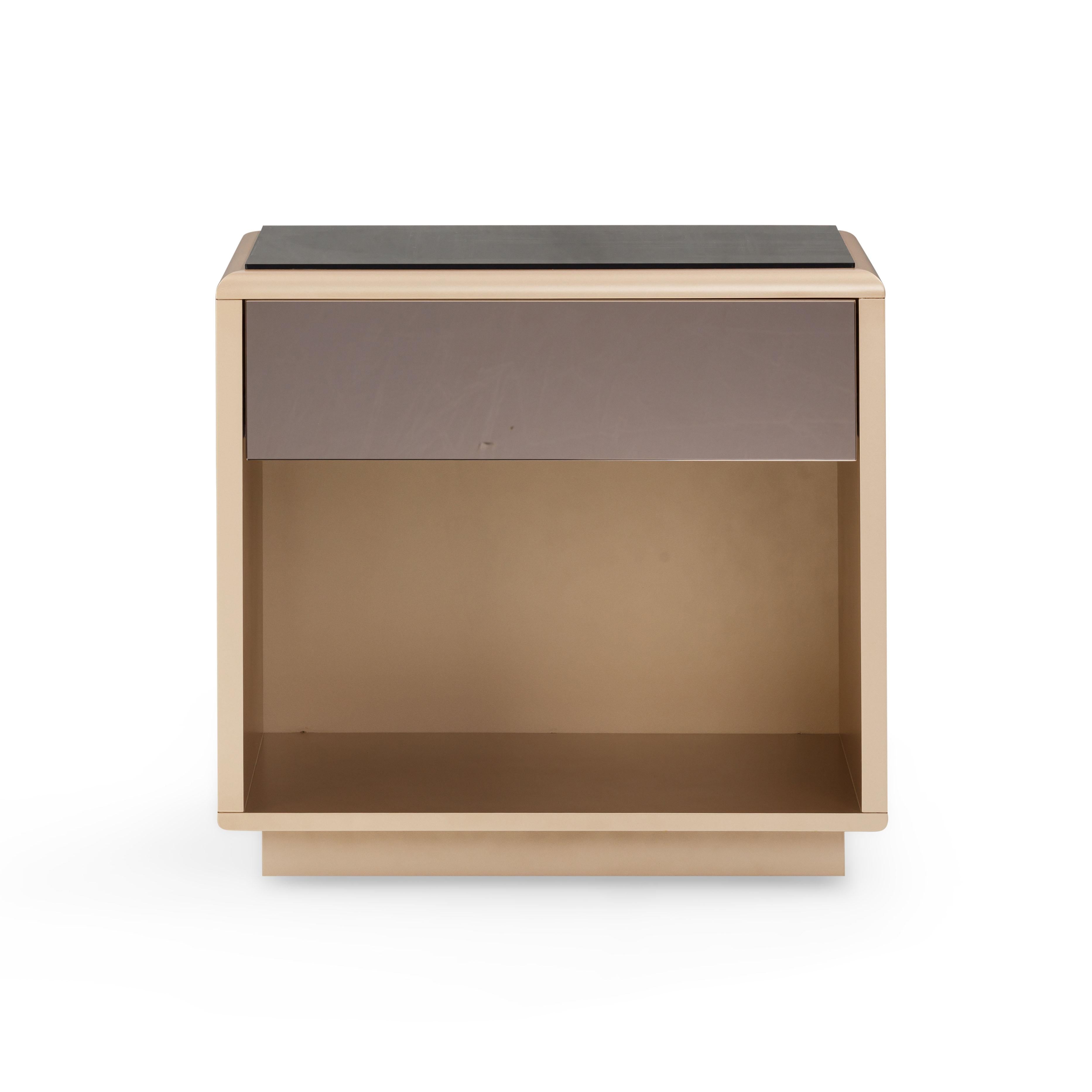 Martha Taupe Mirrored Nightstand