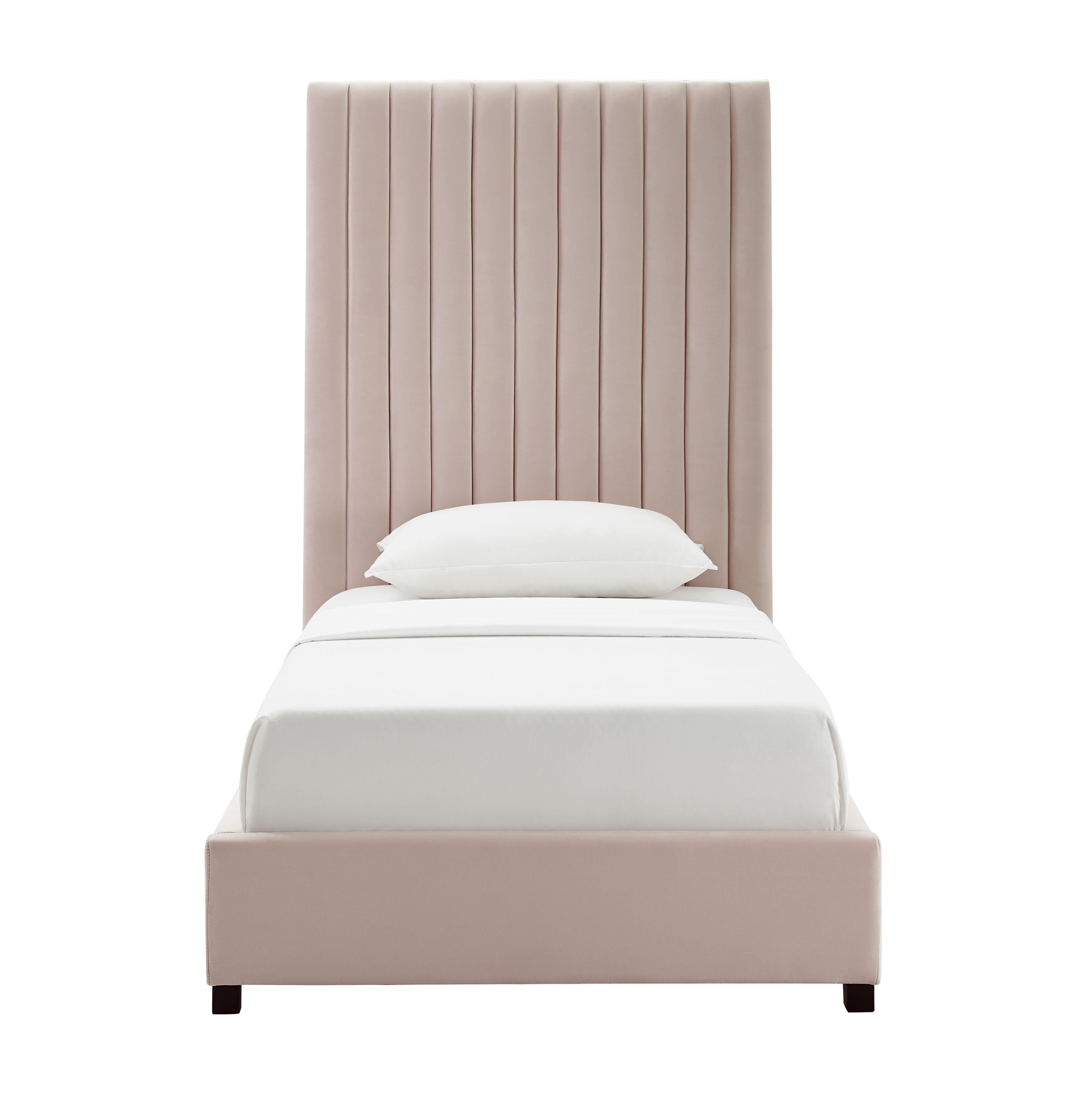 Arabelle Blush Velvet Bed in Twin
