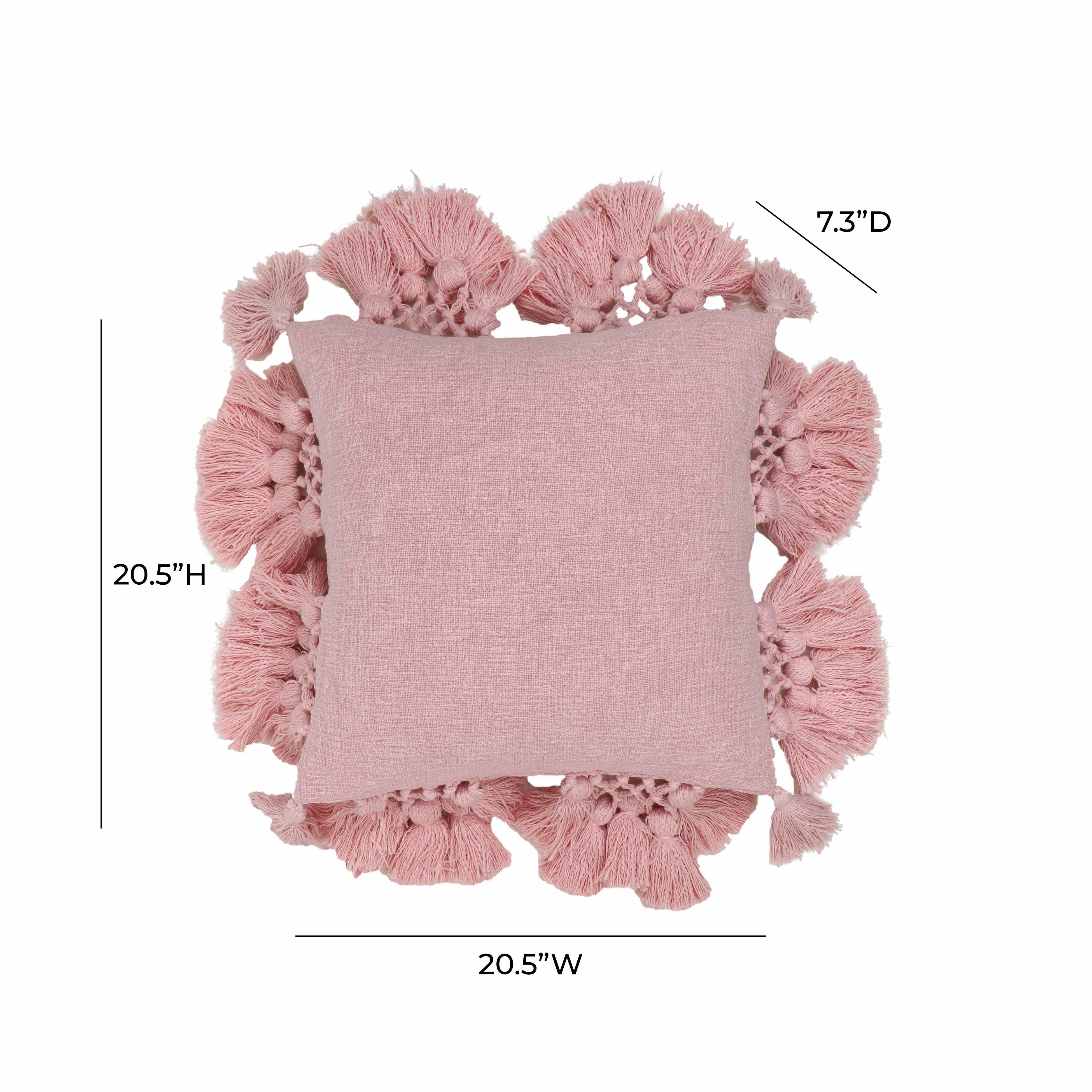 Stone Washed Blush Pink Cotton Tasseled Pillow