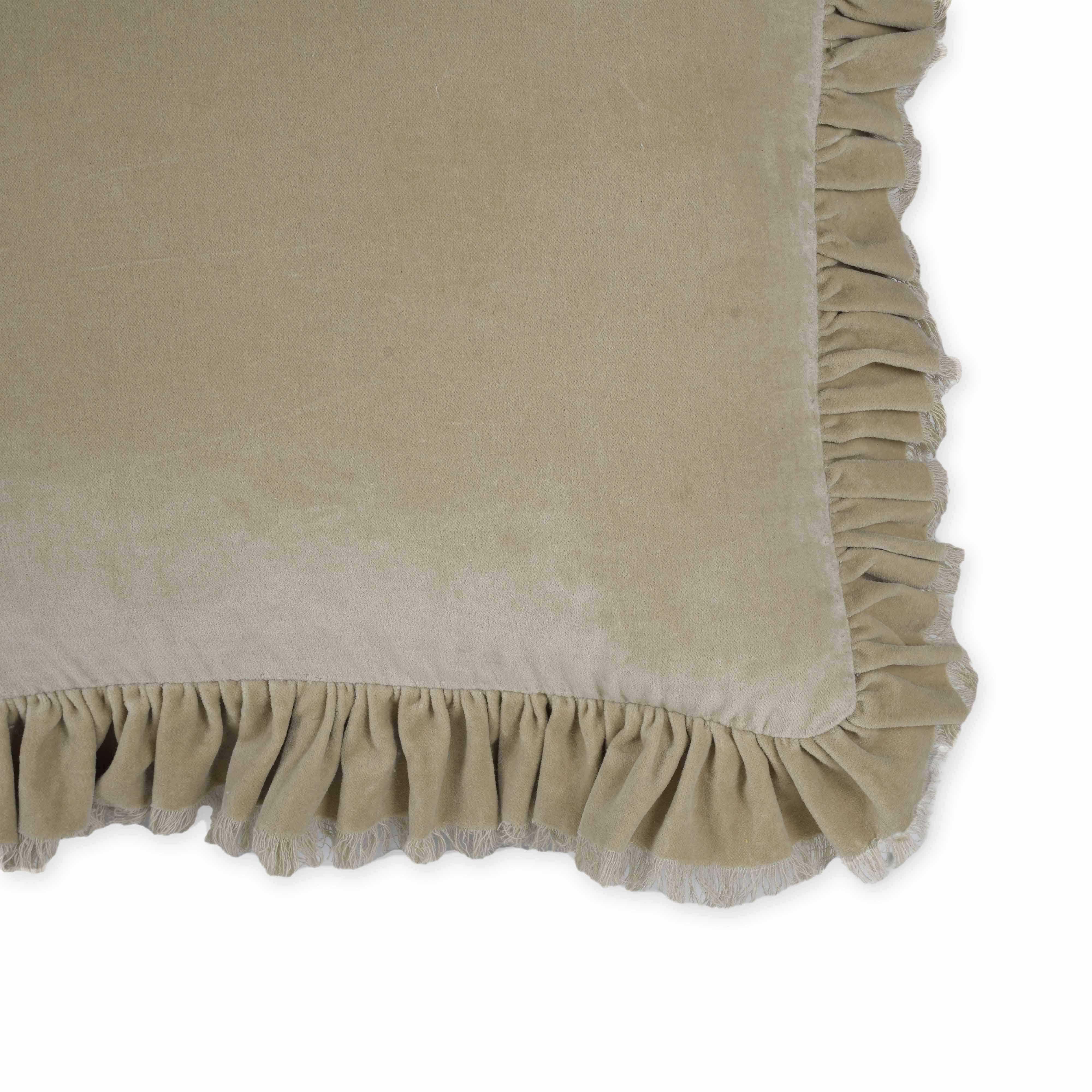 Alessia Distressed Beige Velvet Pillow