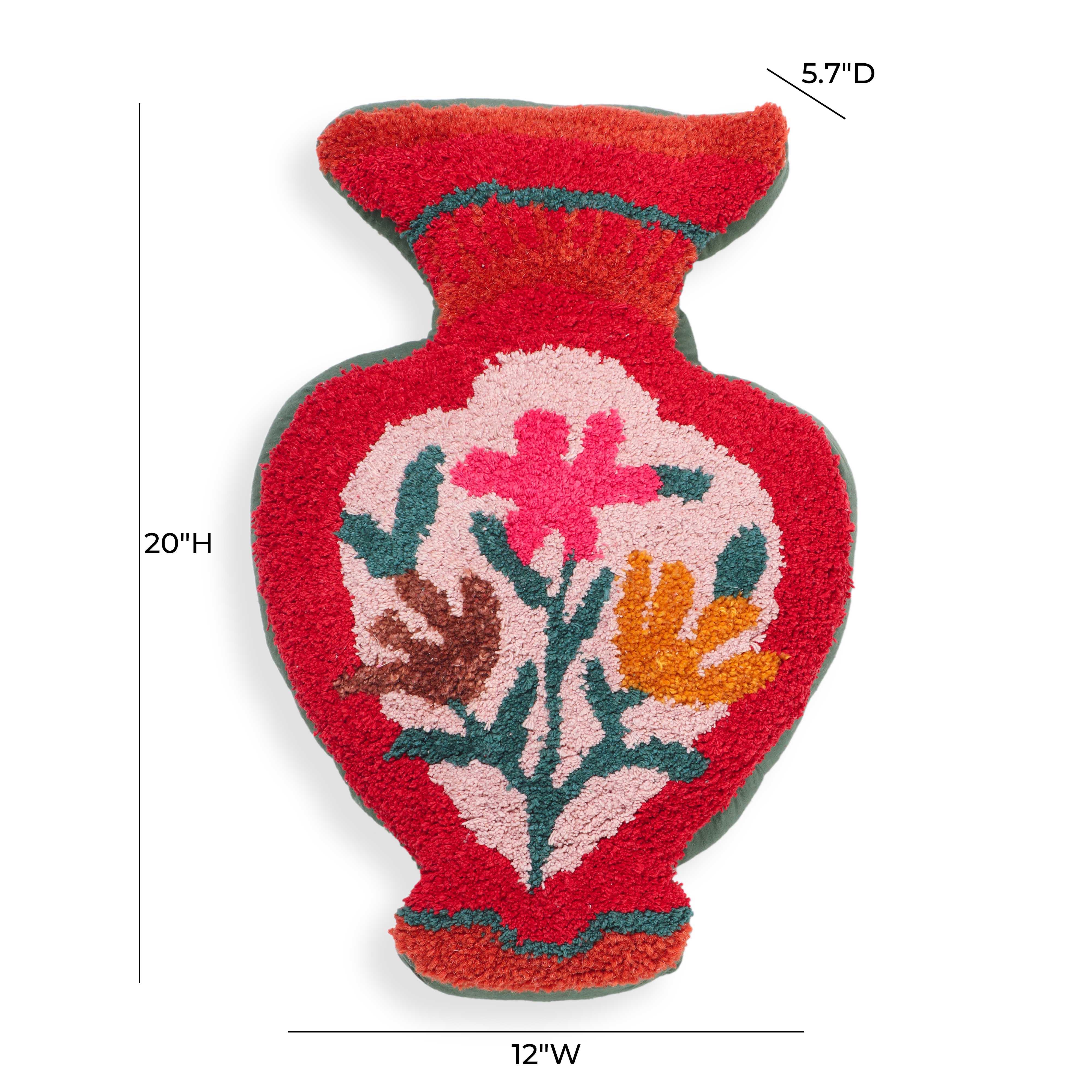 Amphorae Red Tufted Accent Pillow