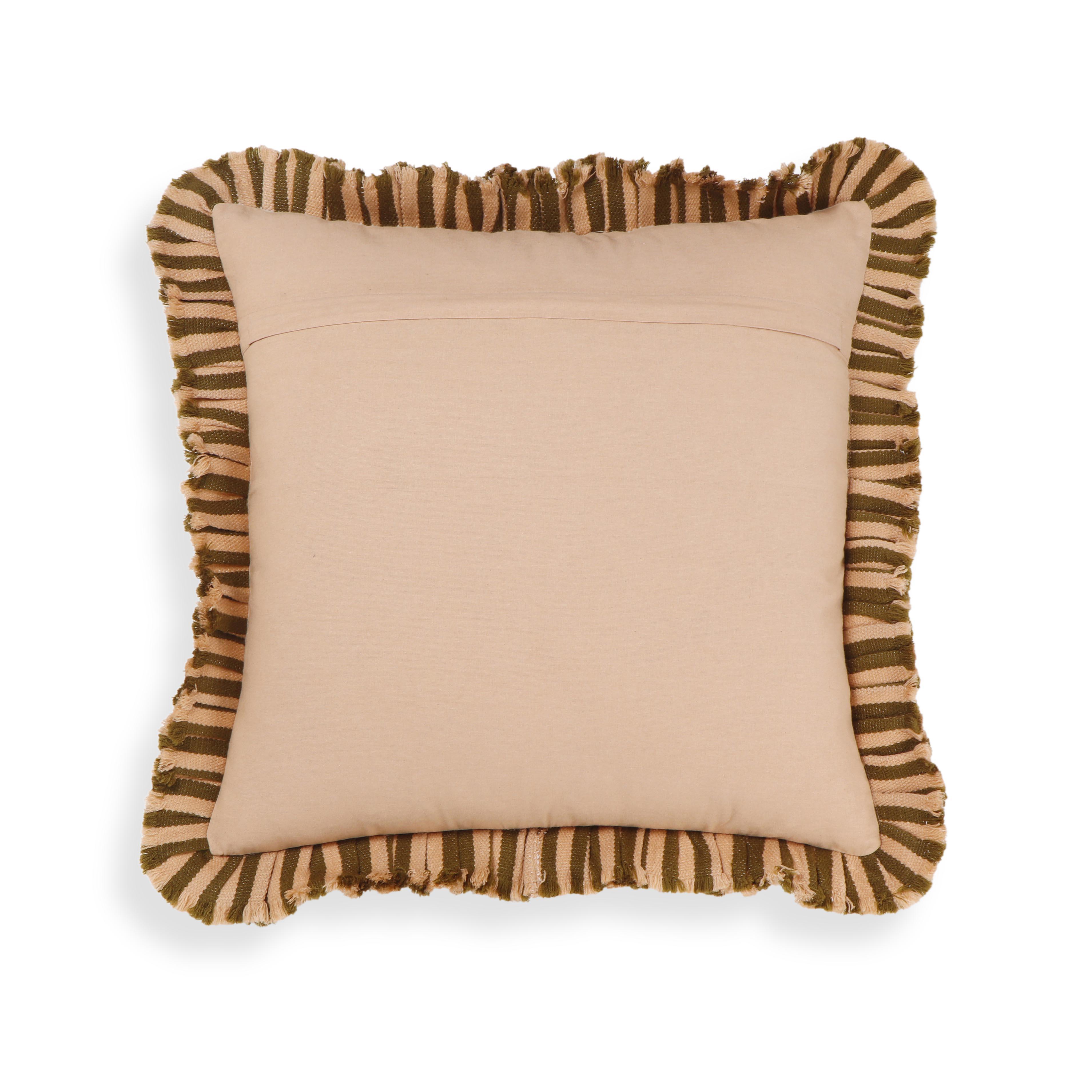 Alessia Taupe Striped Ruffle 20" Square Accent Pillow - COVER