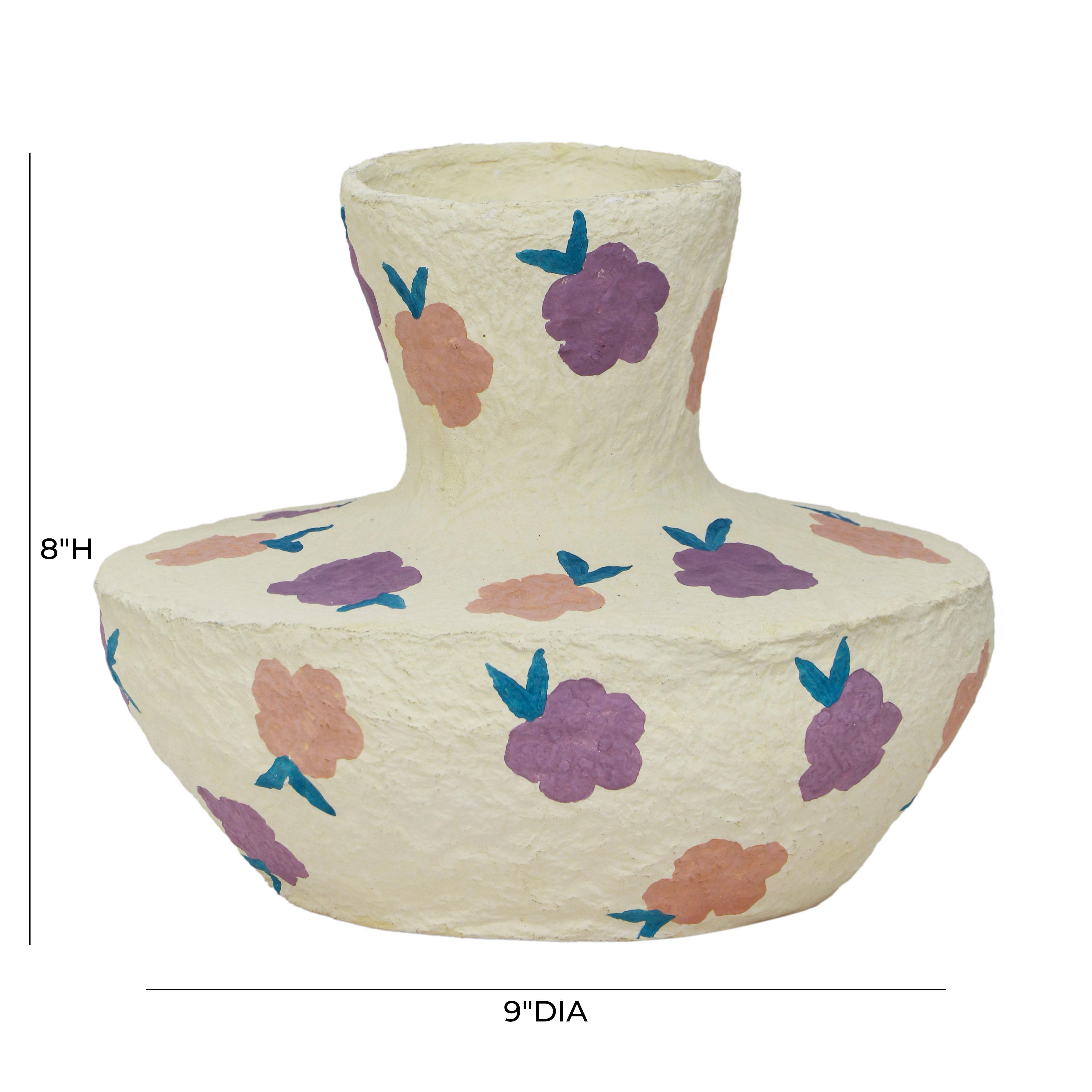 Cotton Mache Vase in Spring Blossoms