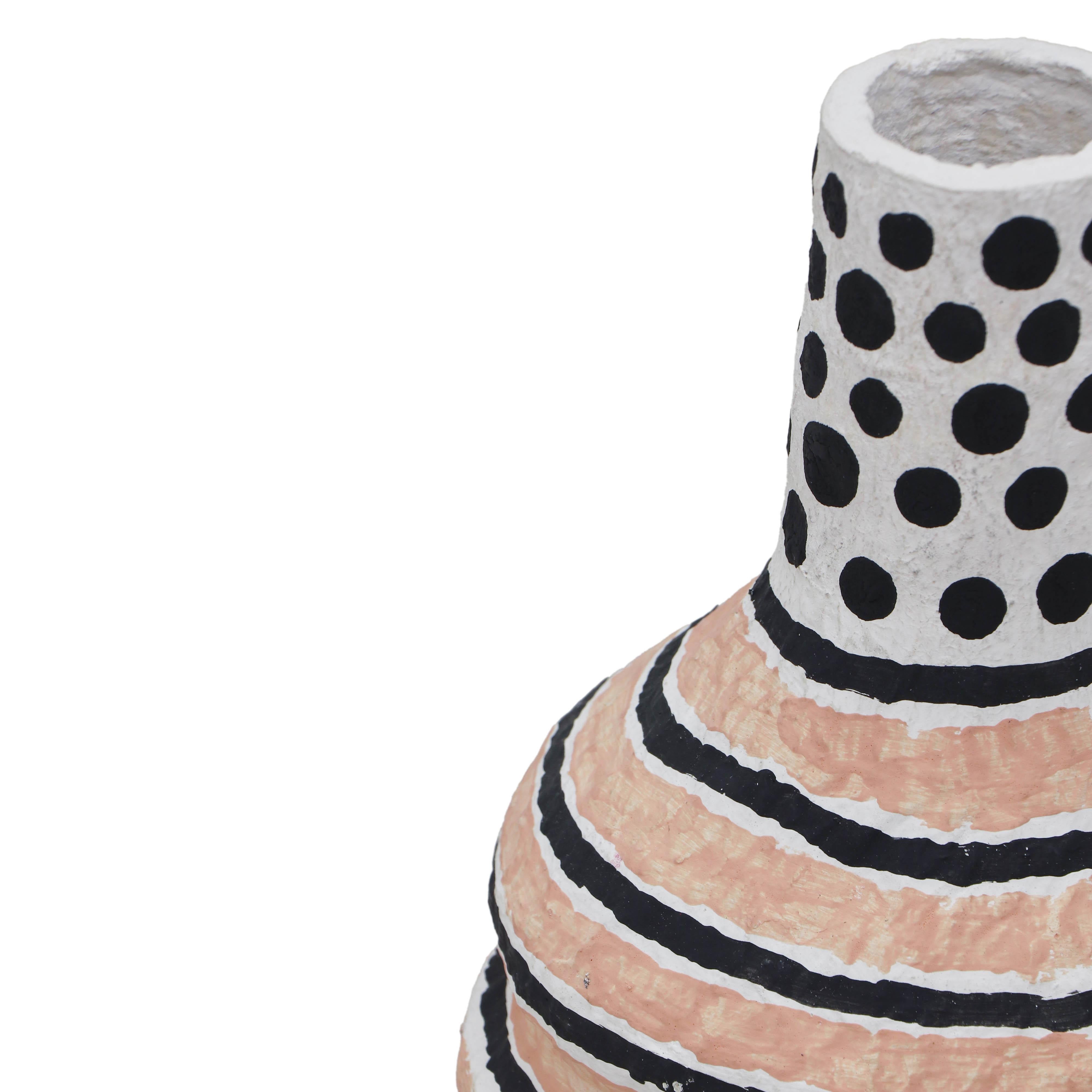 Cotton Mache Vase in Modernist Print