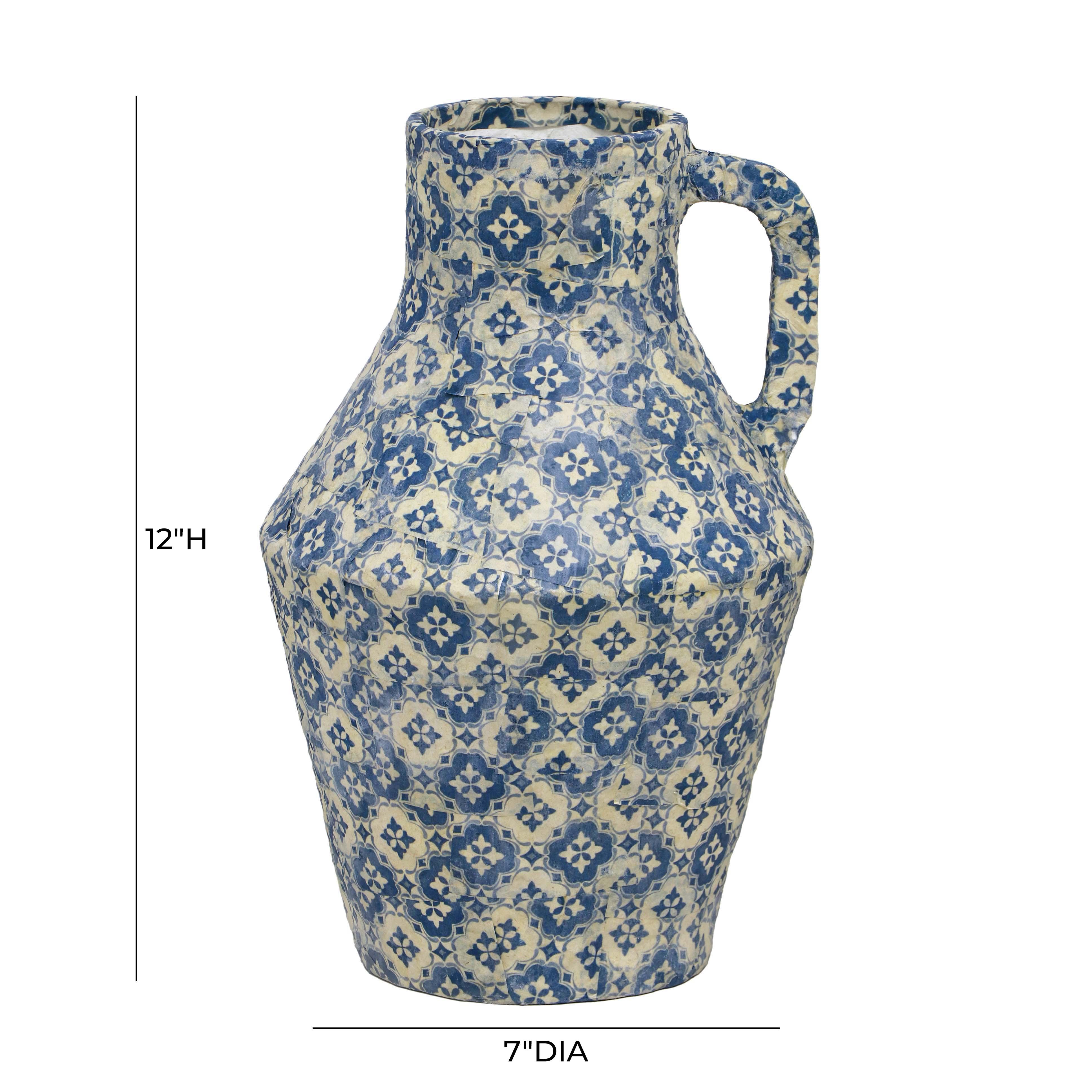 Cotton Mache Vase in Lisbon Tile