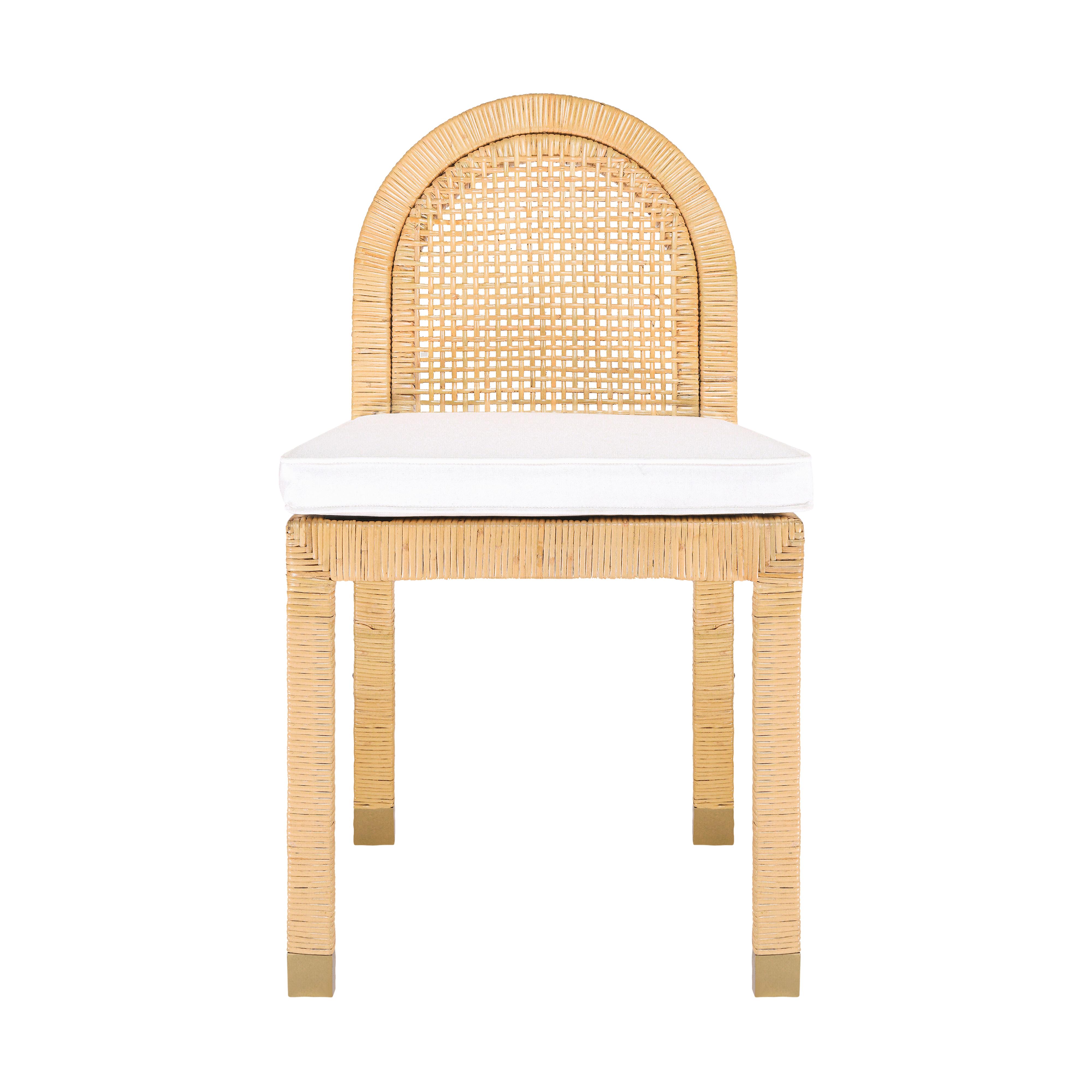 Amara Natural Rattan and Performance Fabric Arched Back Dining Chair