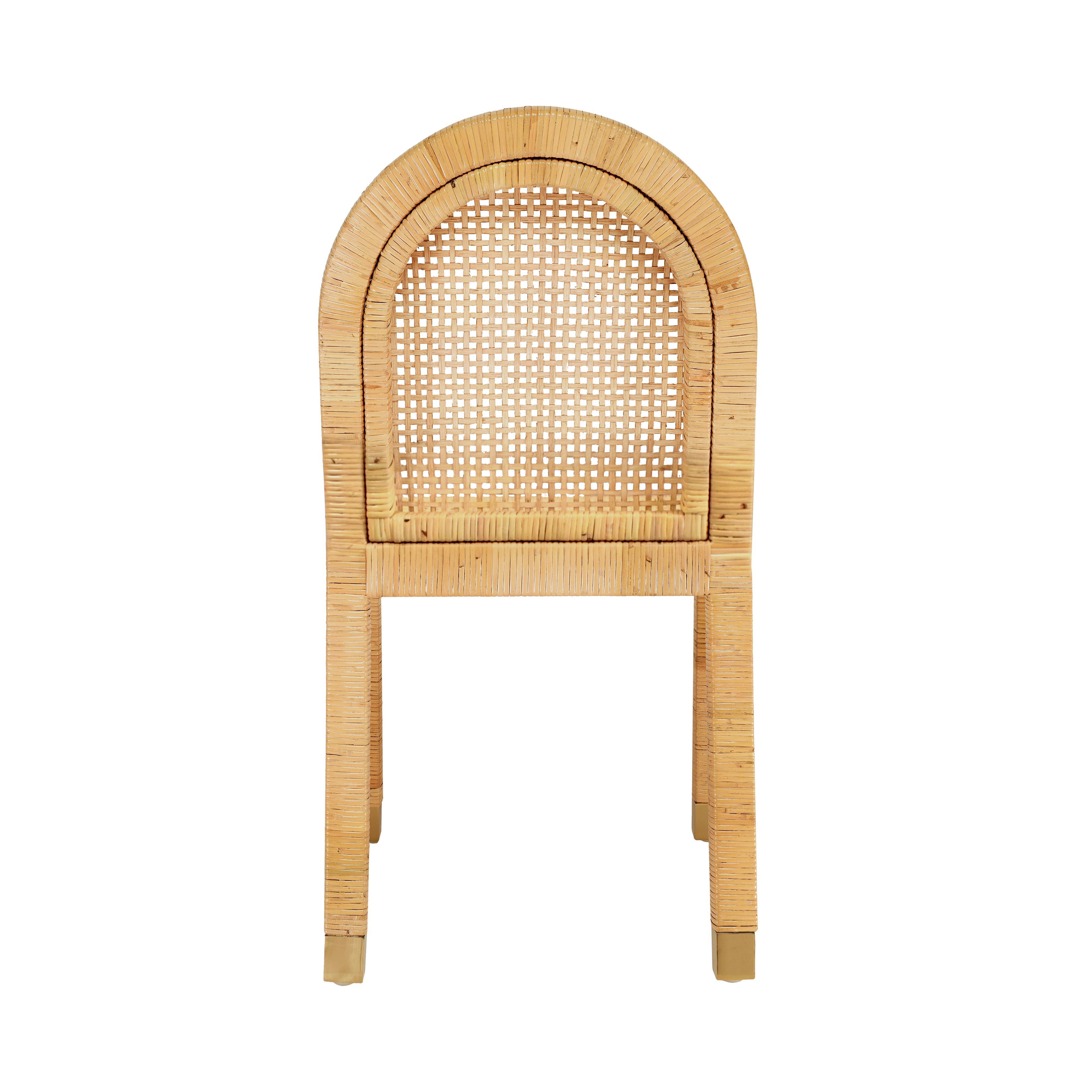 Amara Natural Rattan and Performance Fabric Arched Back Dining Chair
