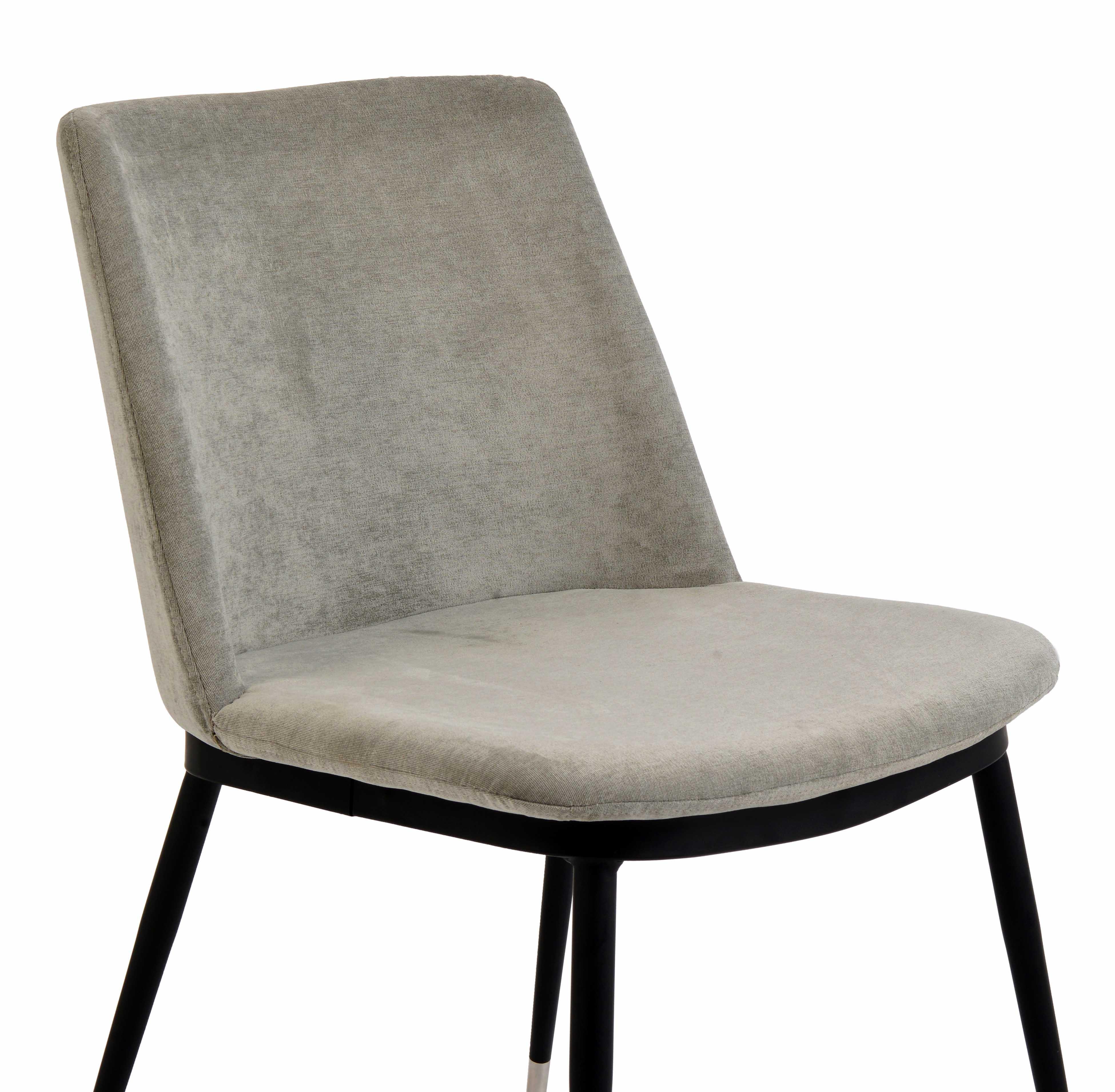 Evora Grey Velvet Chair - Silver Legs (Set of 2)