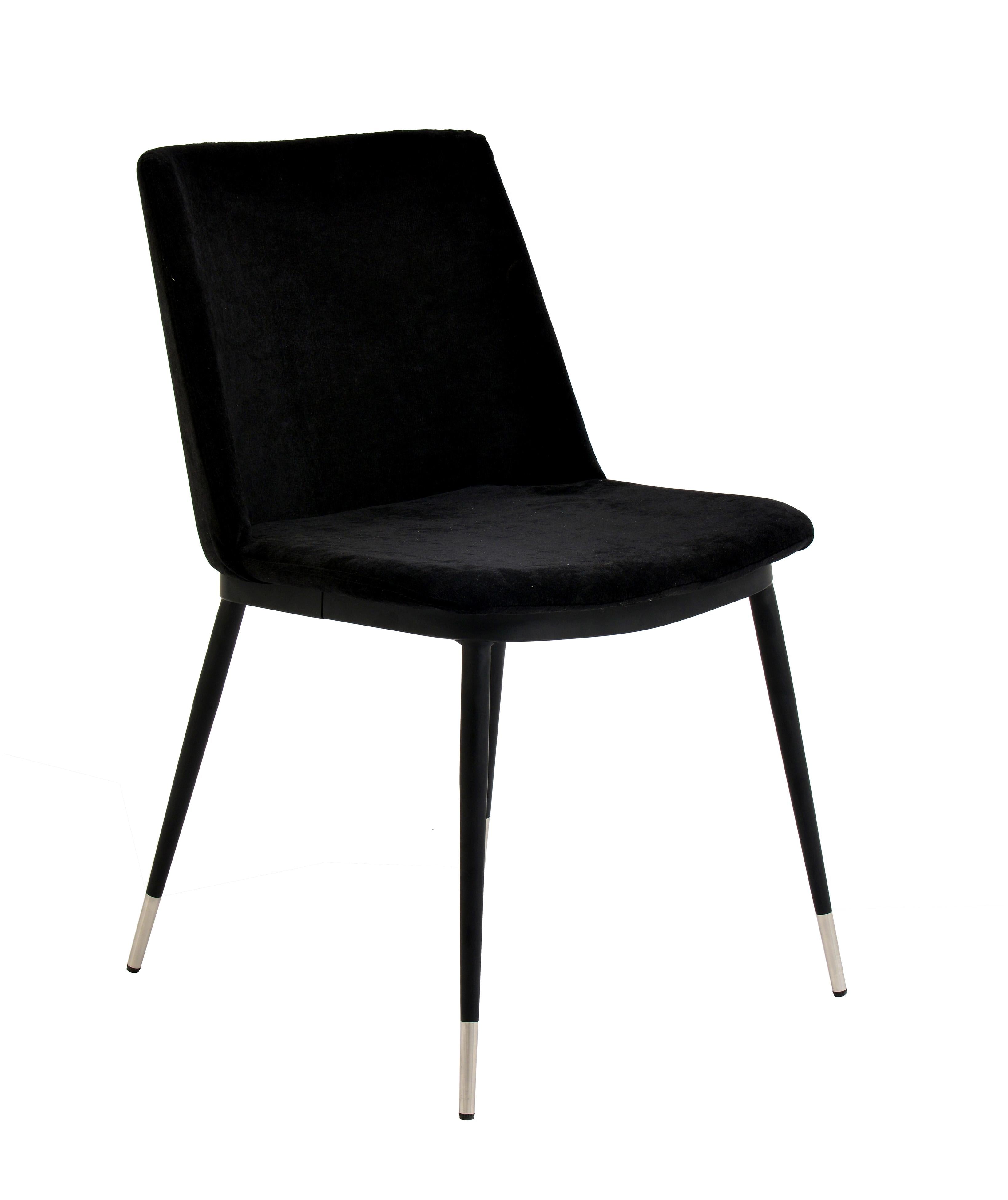 Evora Black Velvet Chair - Silver Legs (Set of 2)