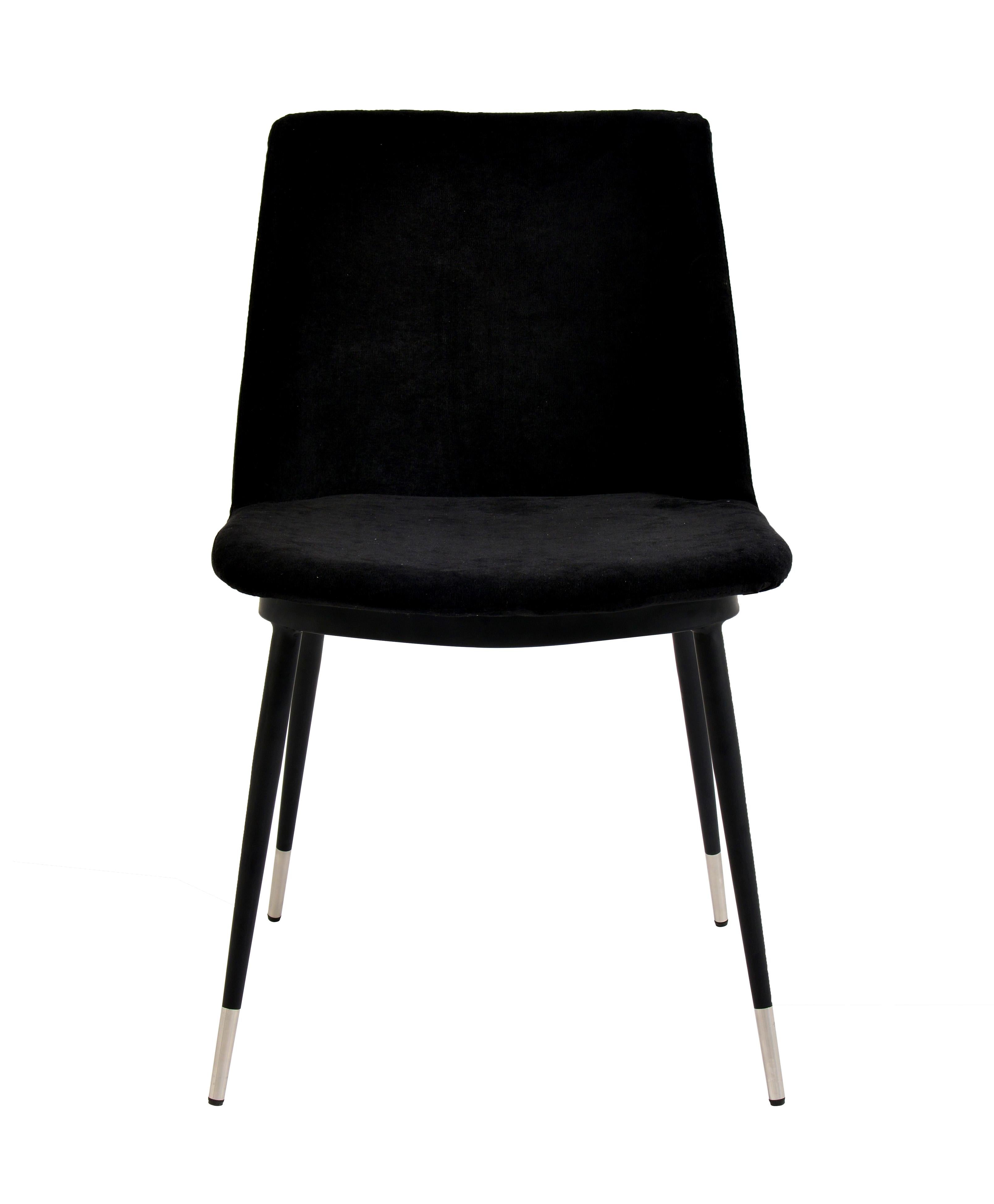 Evora Black Velvet Chair - Silver Legs (Set of 2)
