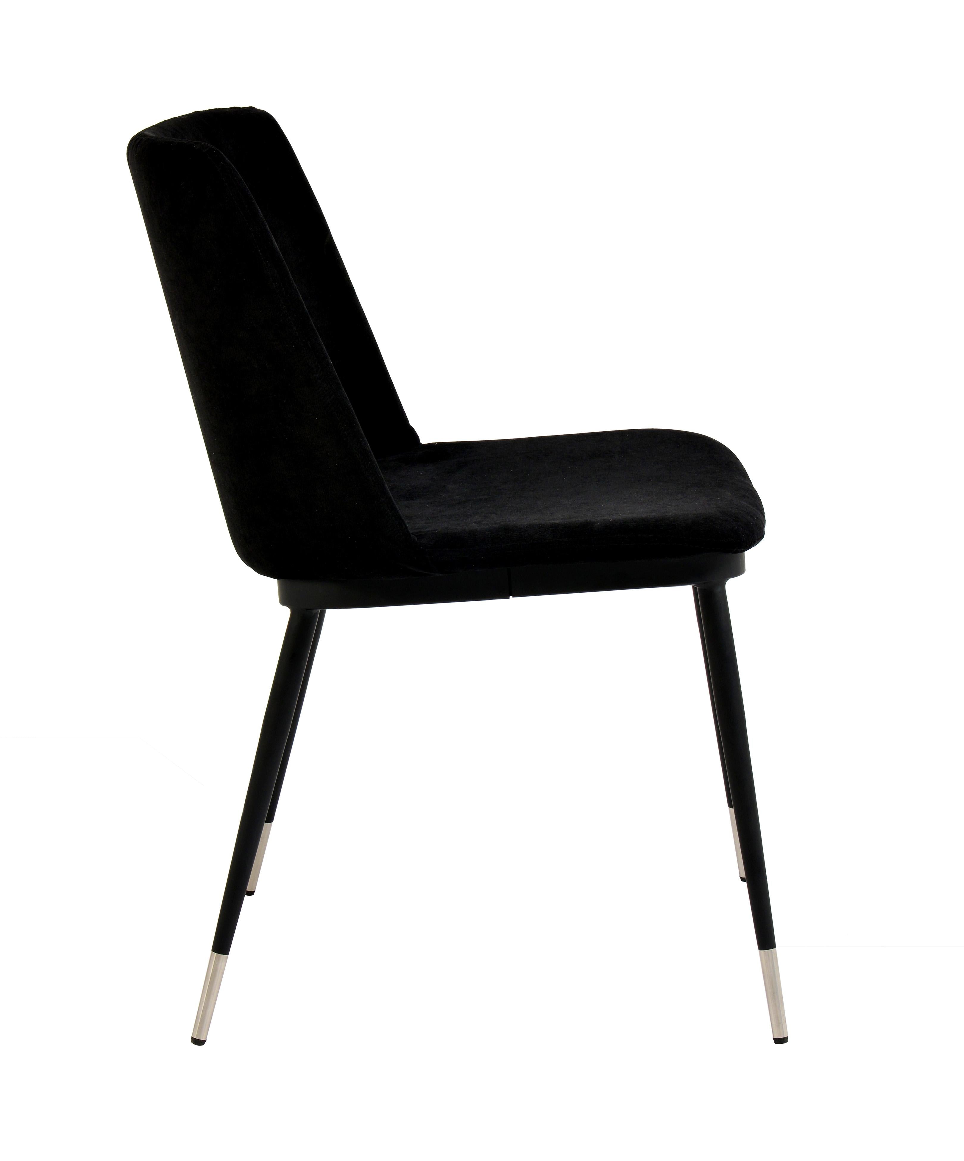Evora Black Velvet Chair - Silver Legs (Set of 2)