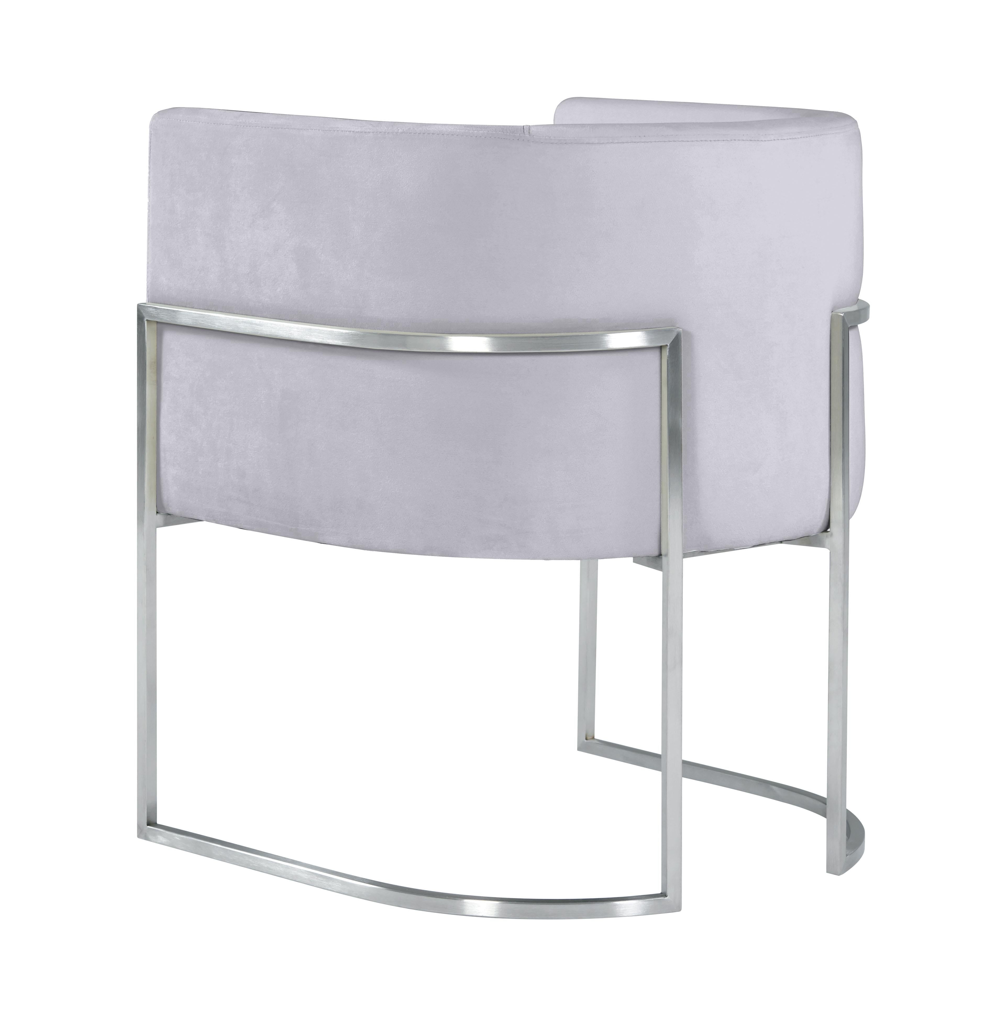 Giselle Grey Velvet Dining Chair with Silver Leg - UK