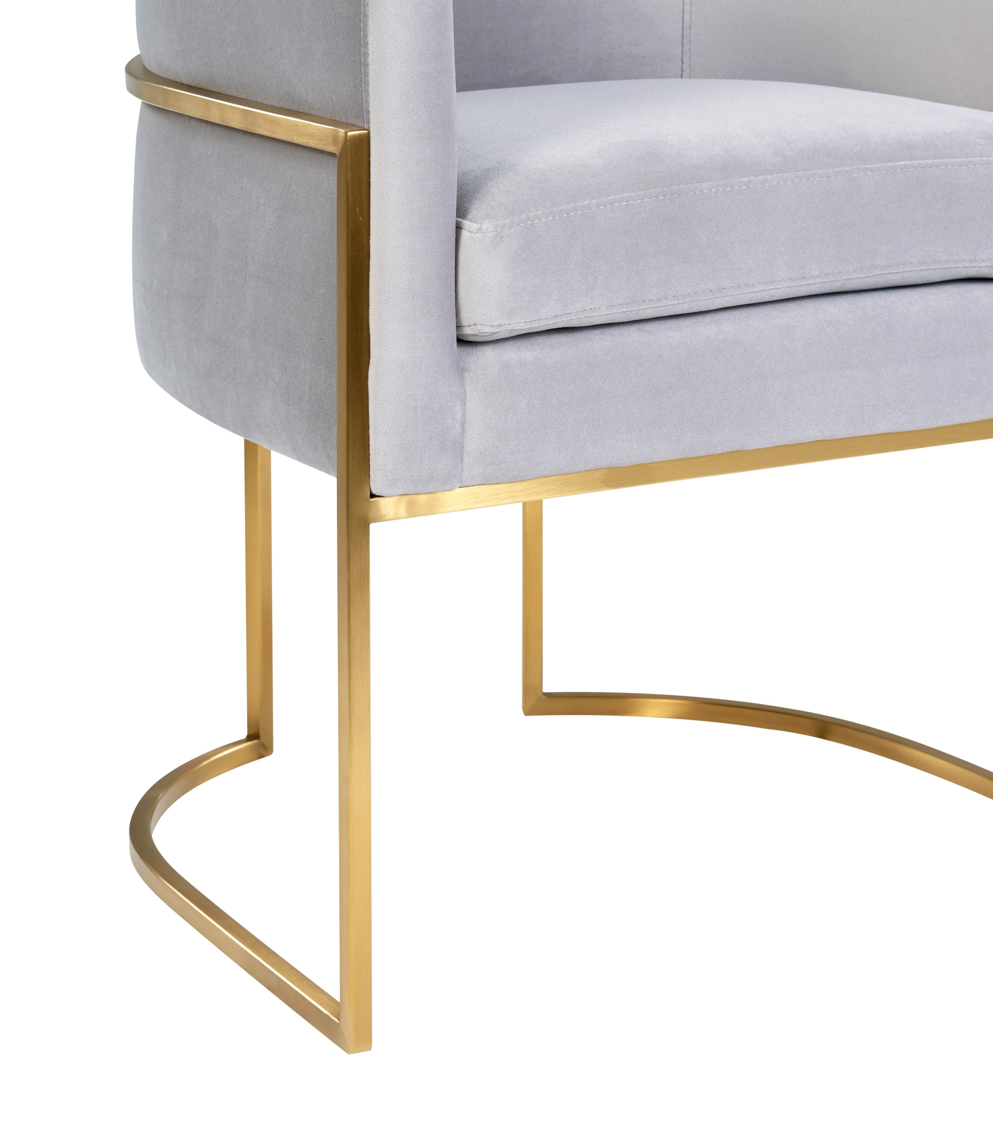 Giselle Grey Velvet Dining Chair with Gold Leg - UK