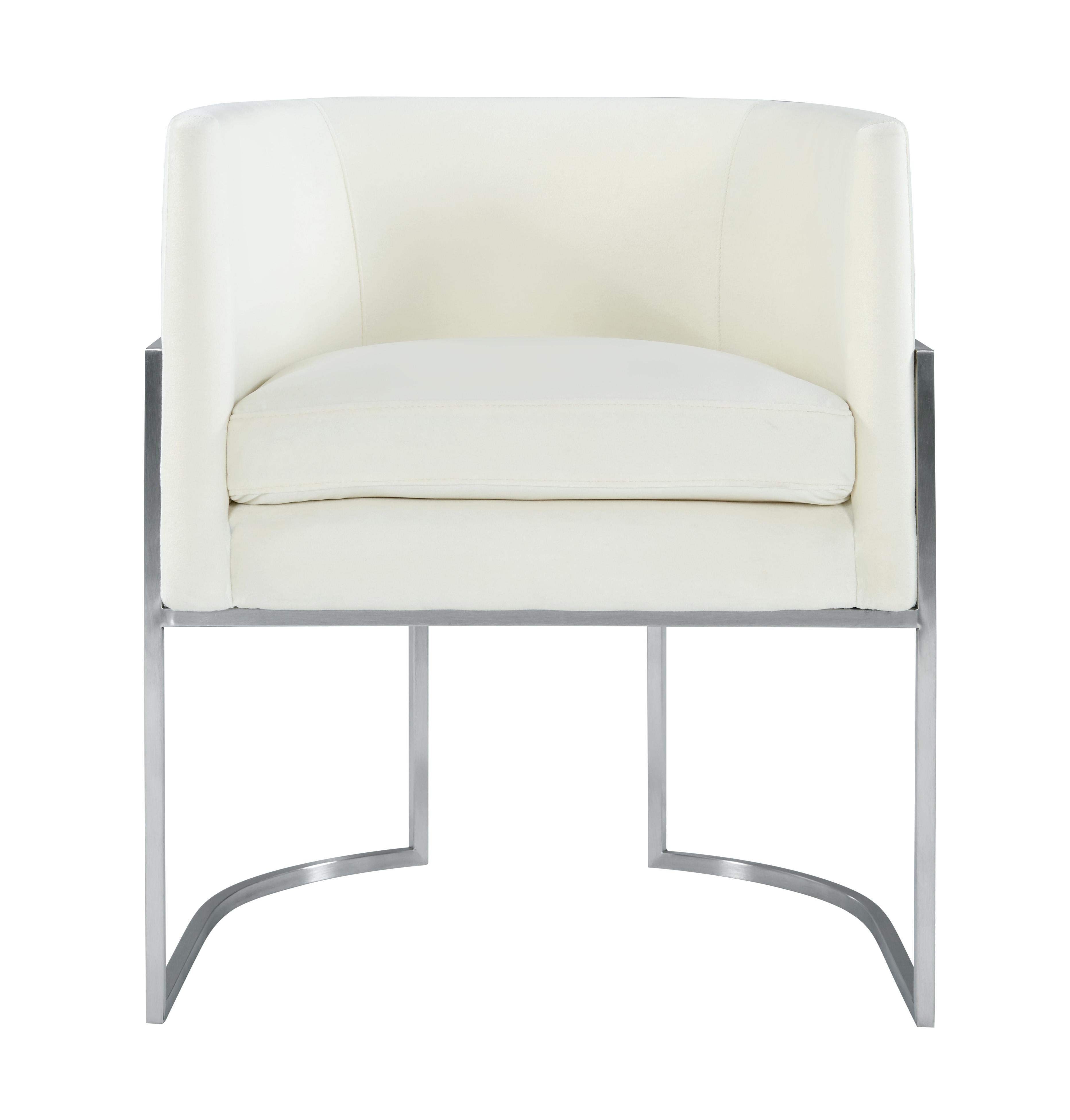 Giselle Cream Velvet Dining Chair Silver Leg - UK