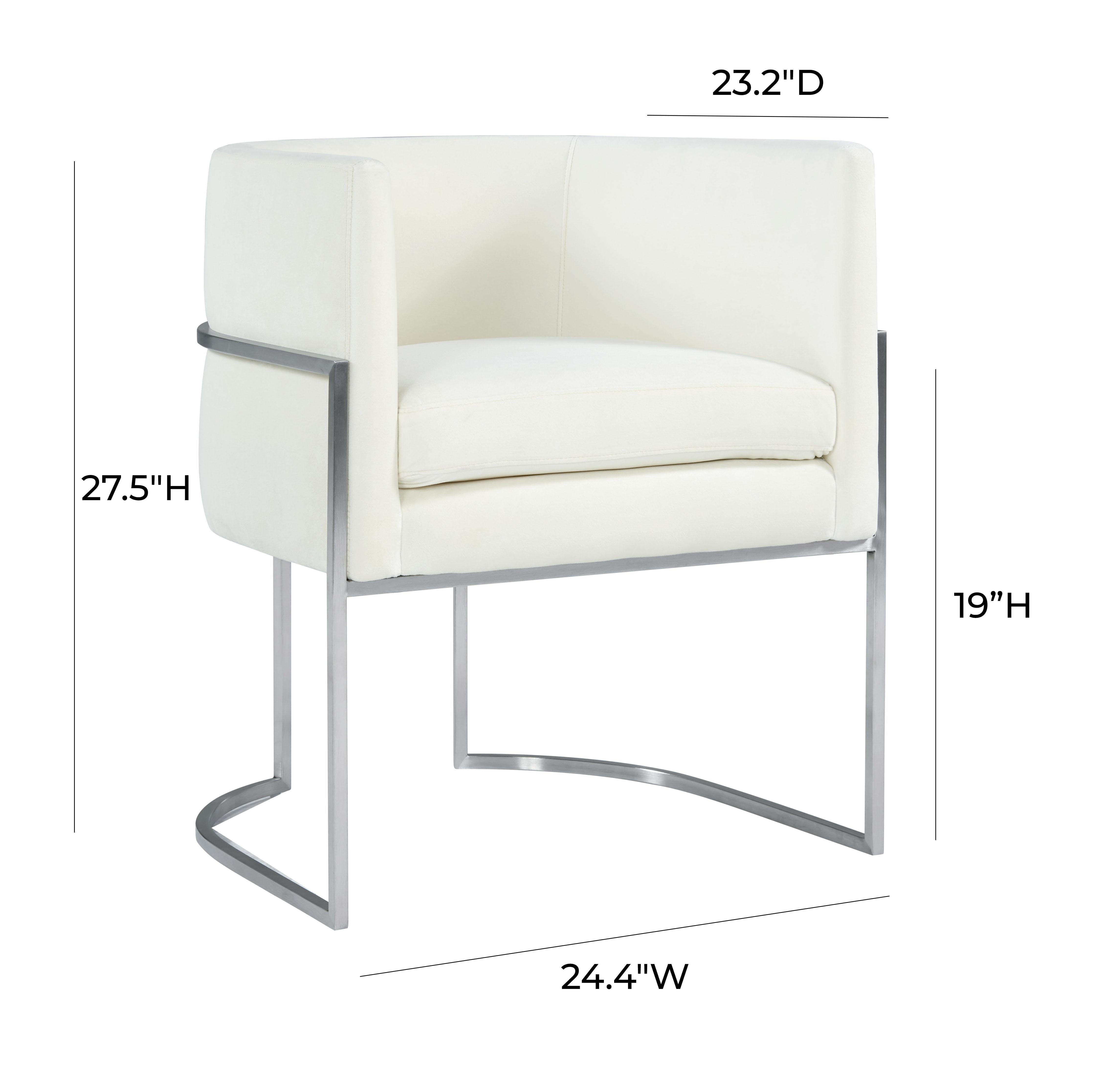 Giselle Cream Velvet Dining Chair Silver Leg - UK