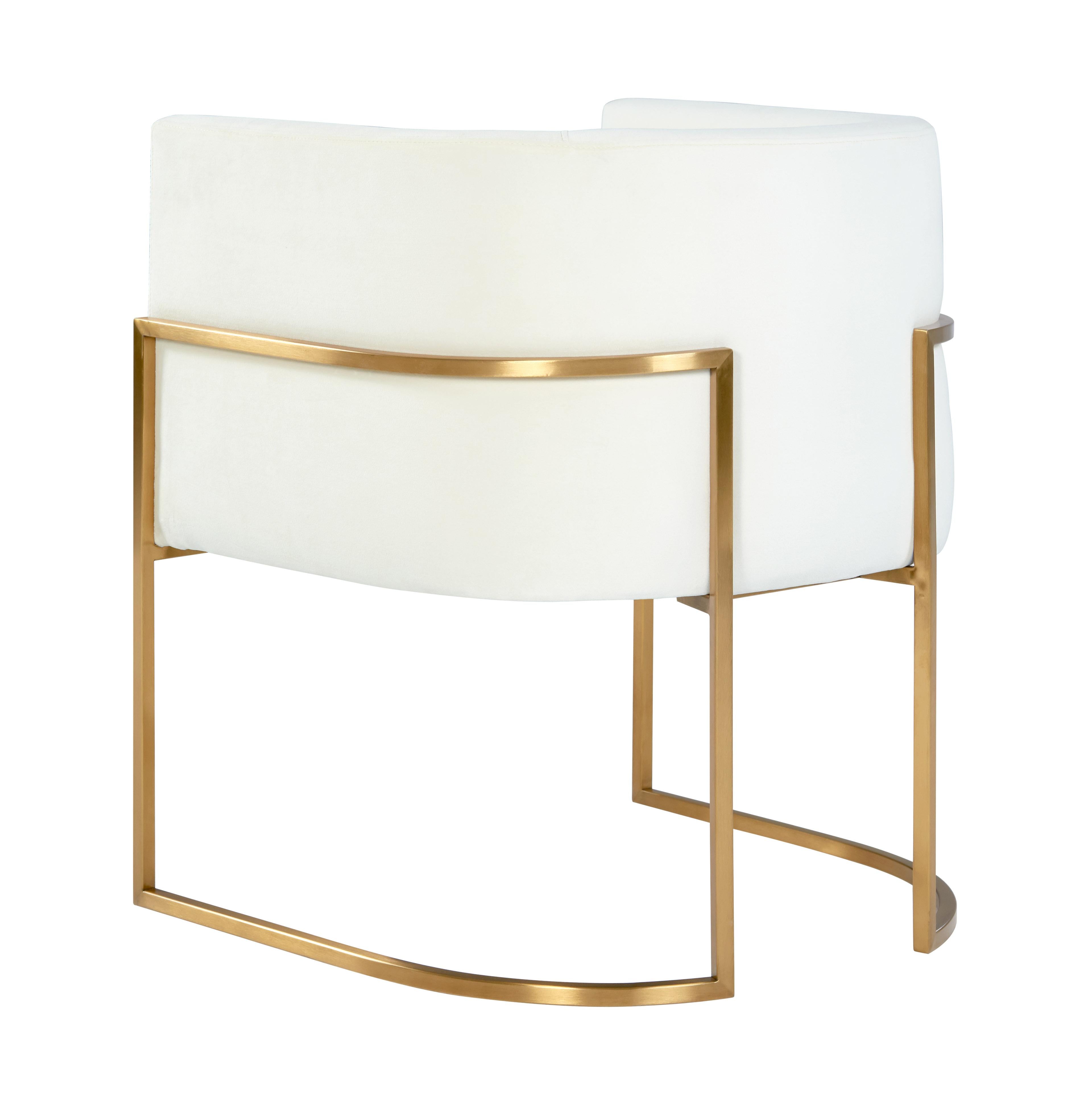 Giselle Cream Velvet Dining Chair Gold Leg - UK
