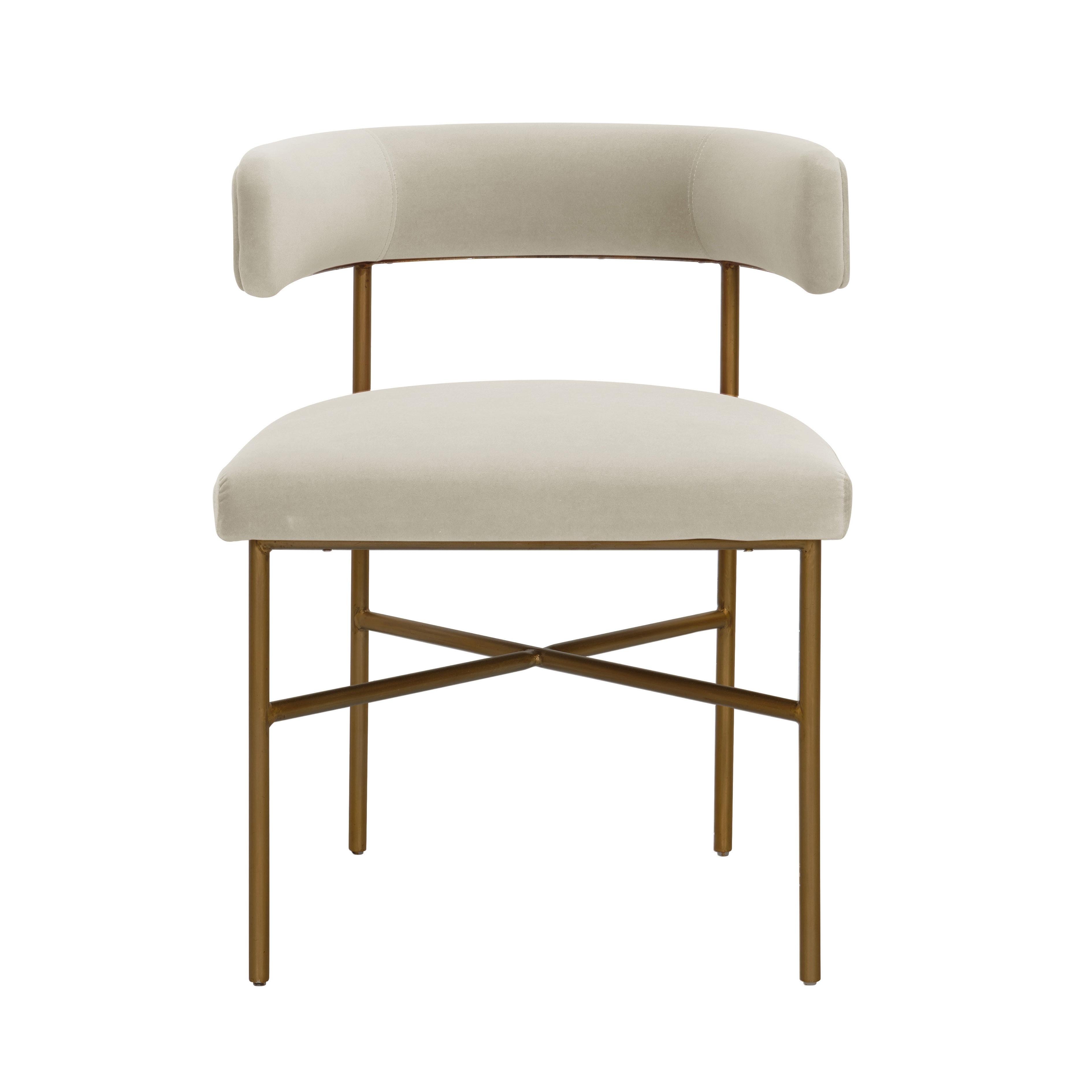 Kim Velvet Chair in Cream