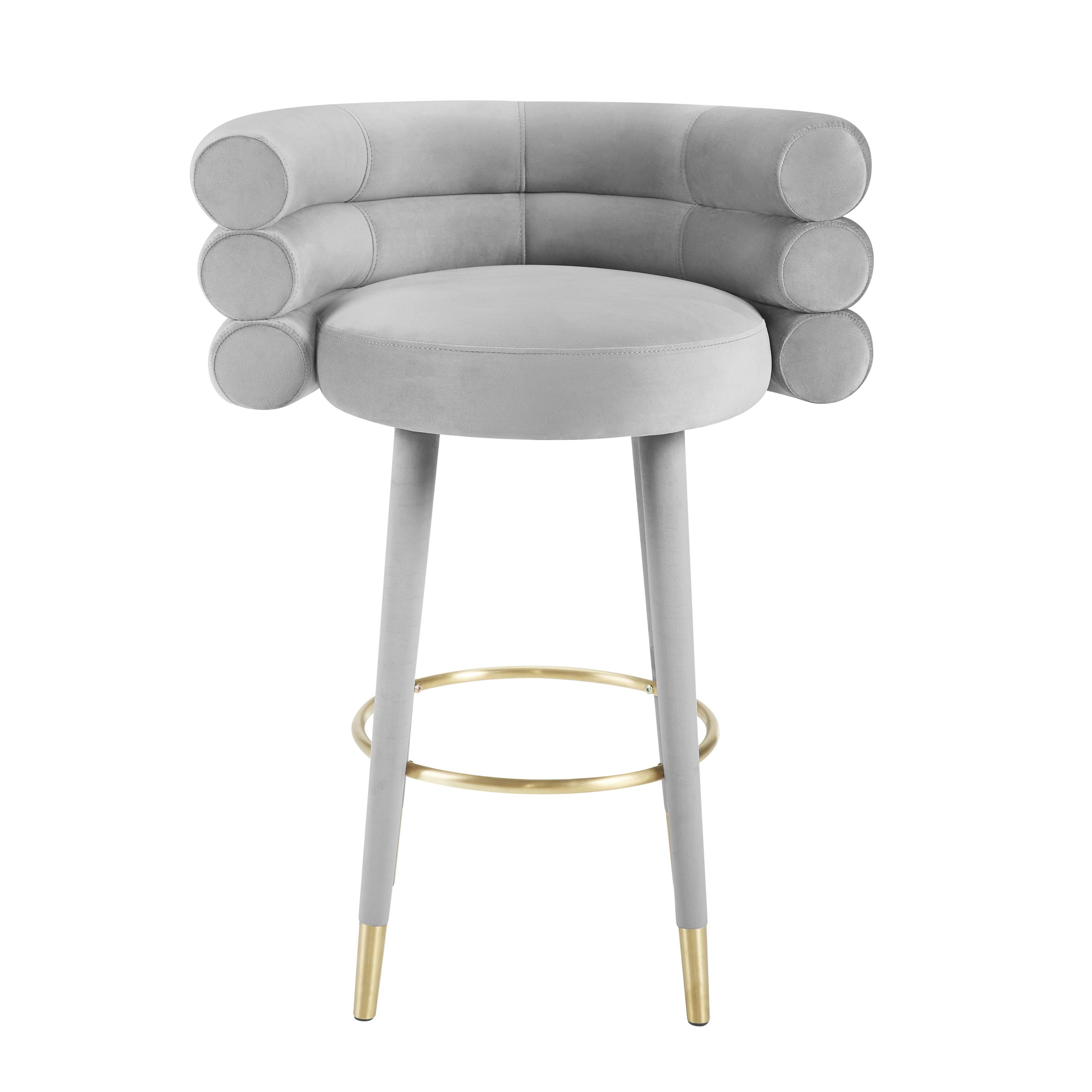 Betty Grey Velvet Barstool - UK