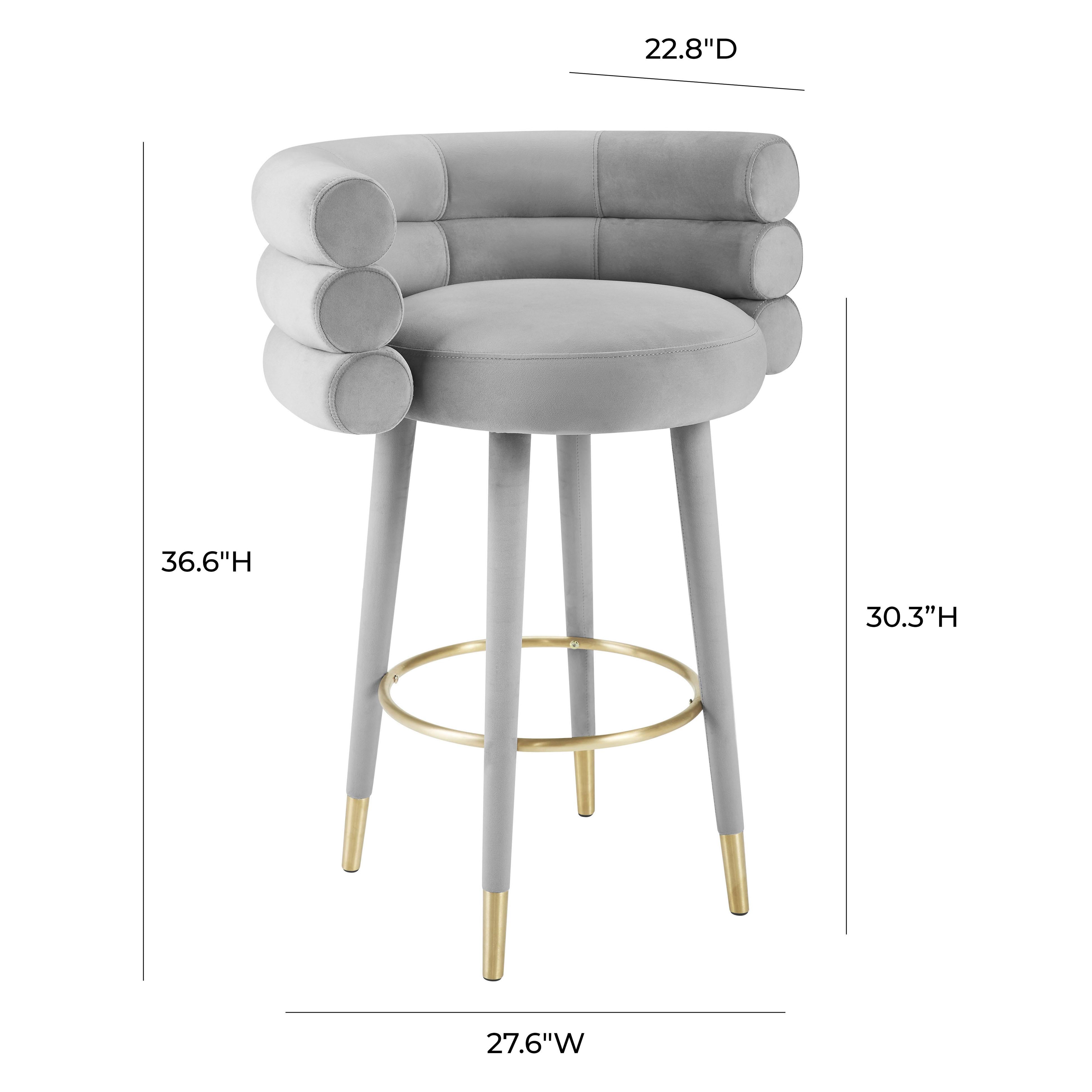 Betty Grey Velvet Barstool - UK