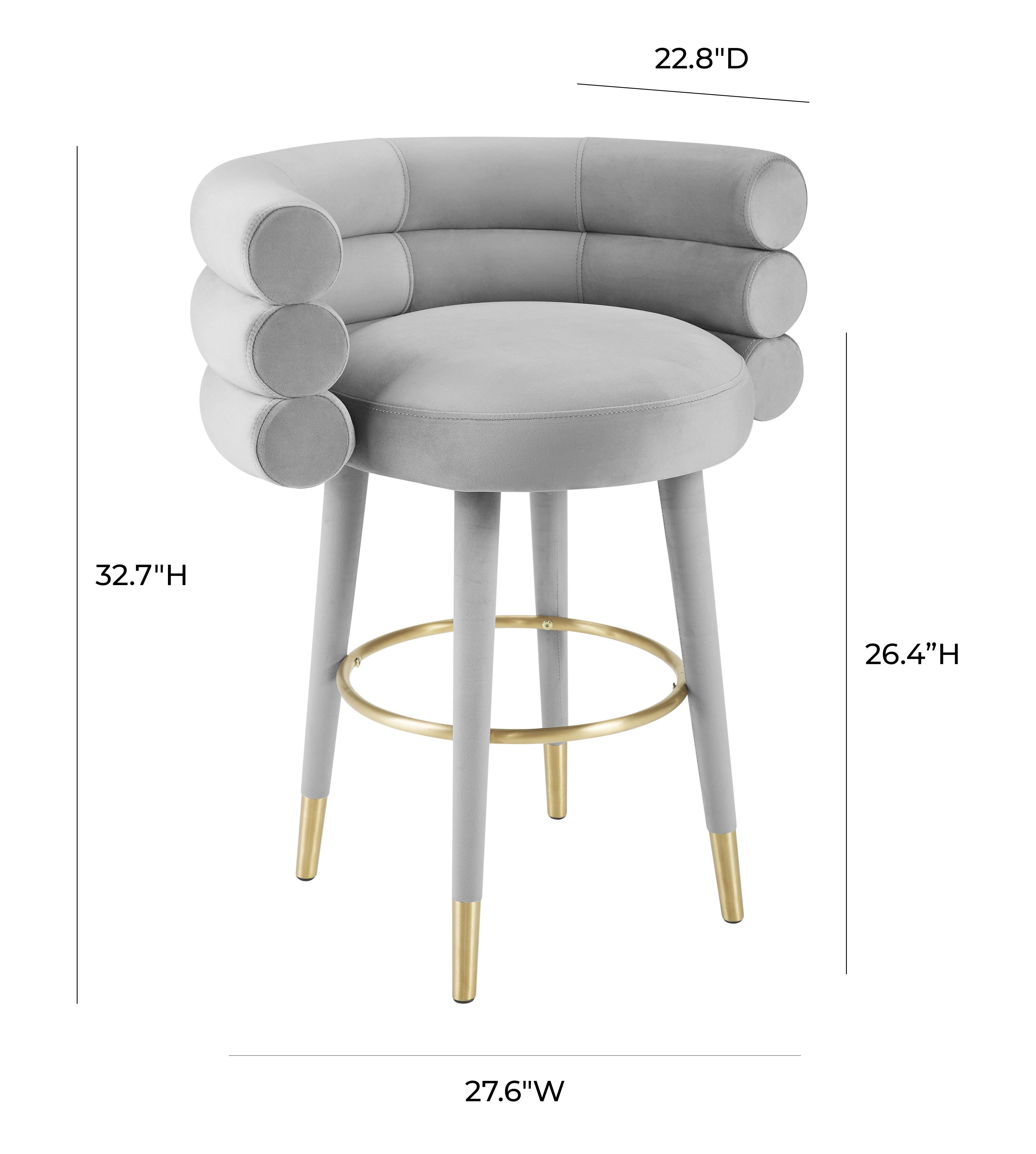 Betty Grey Velvet Counter Stool - UK