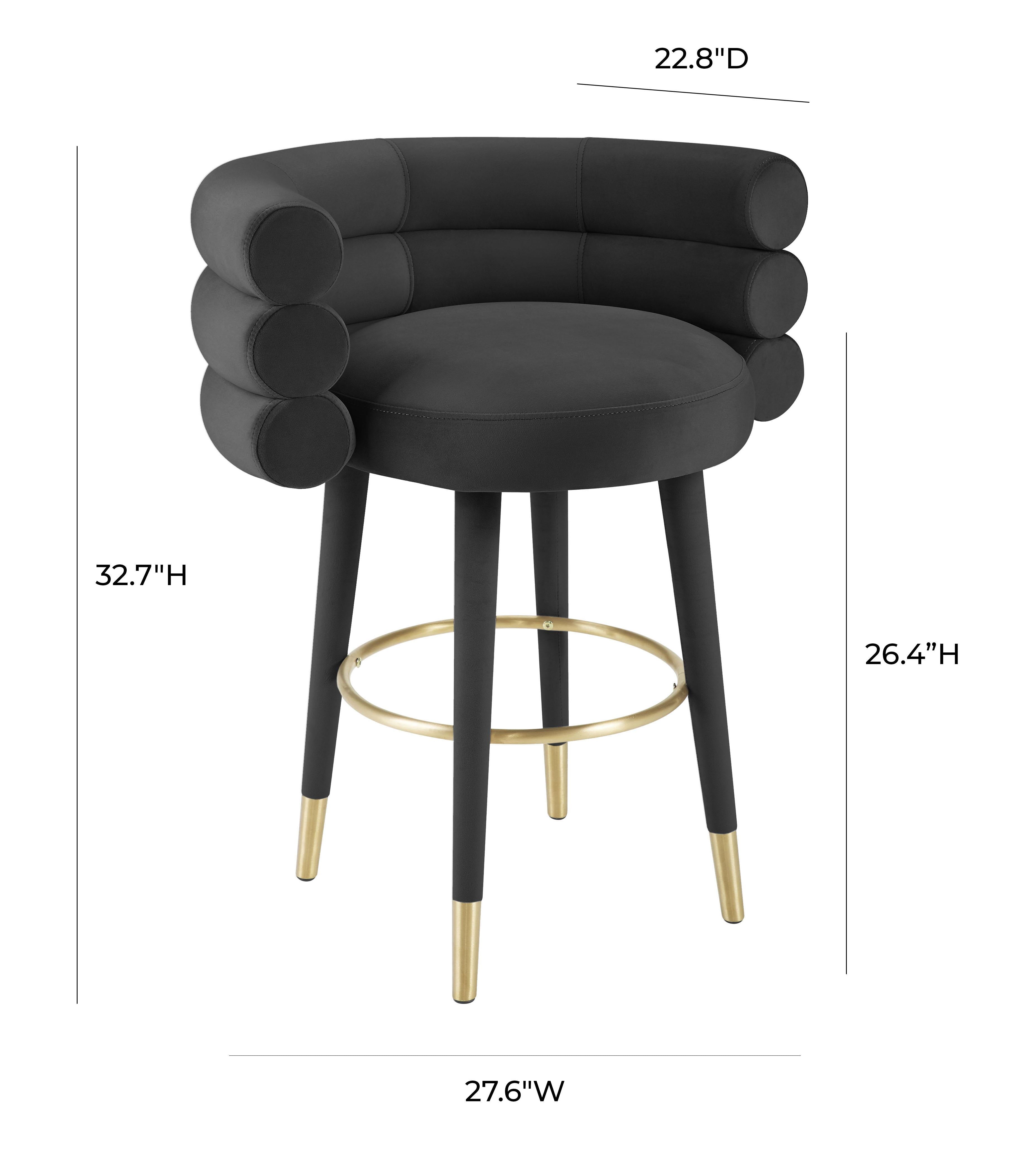 Betty Black Velvet Counter Stool - UK