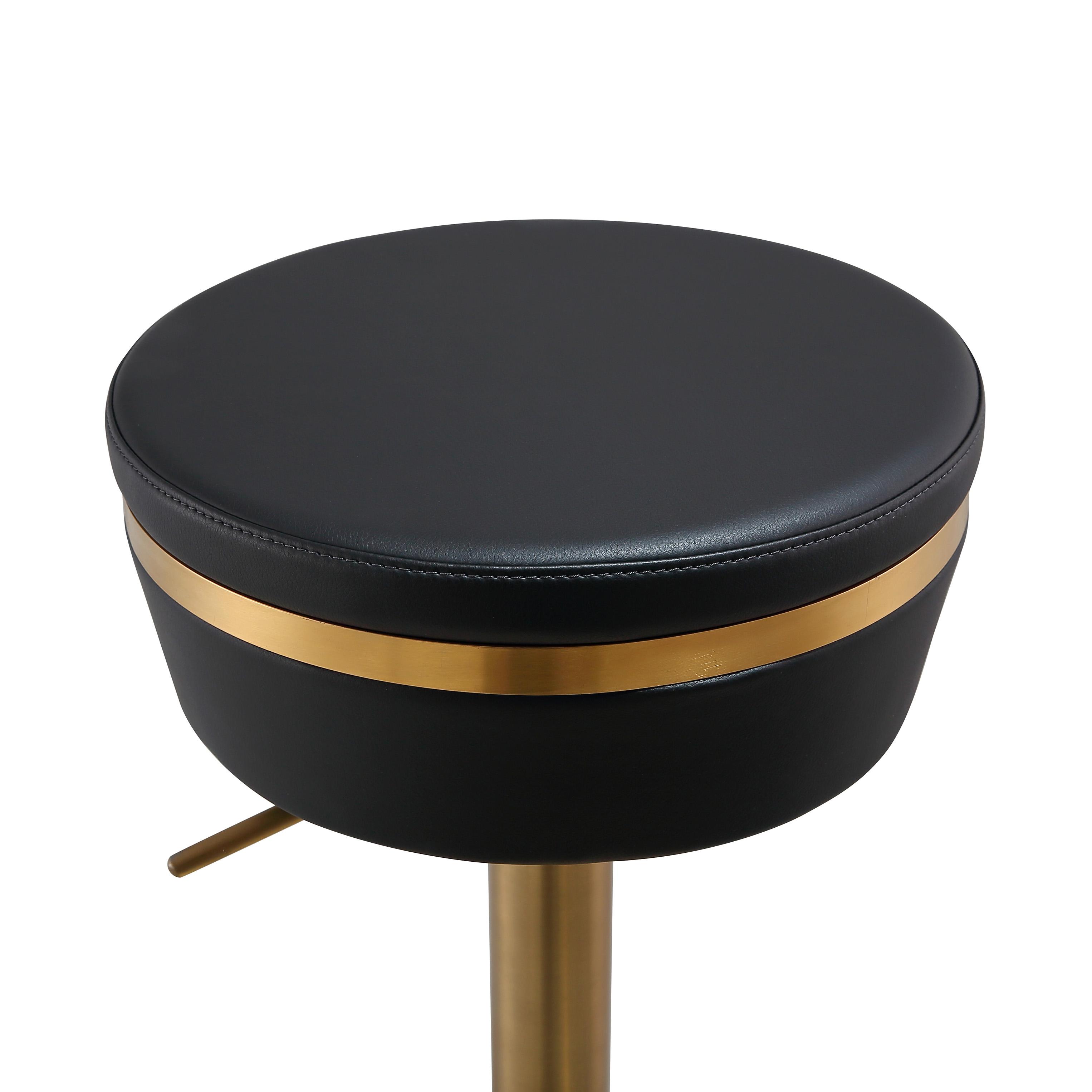 Astro Black Performance Vegan Leather and Gold Adjustable Stool
