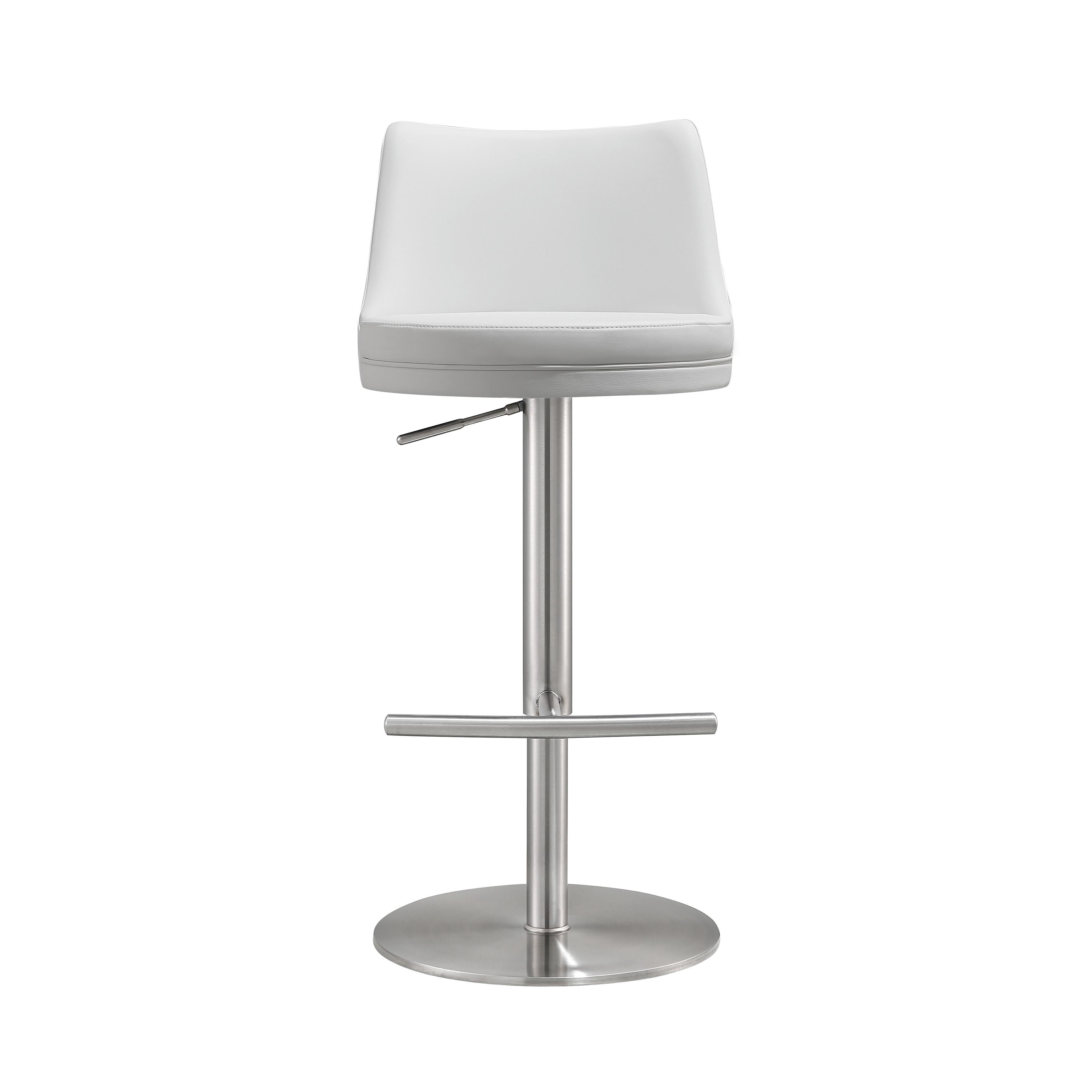 Reagan White and Silver Adjustable Stool - UK