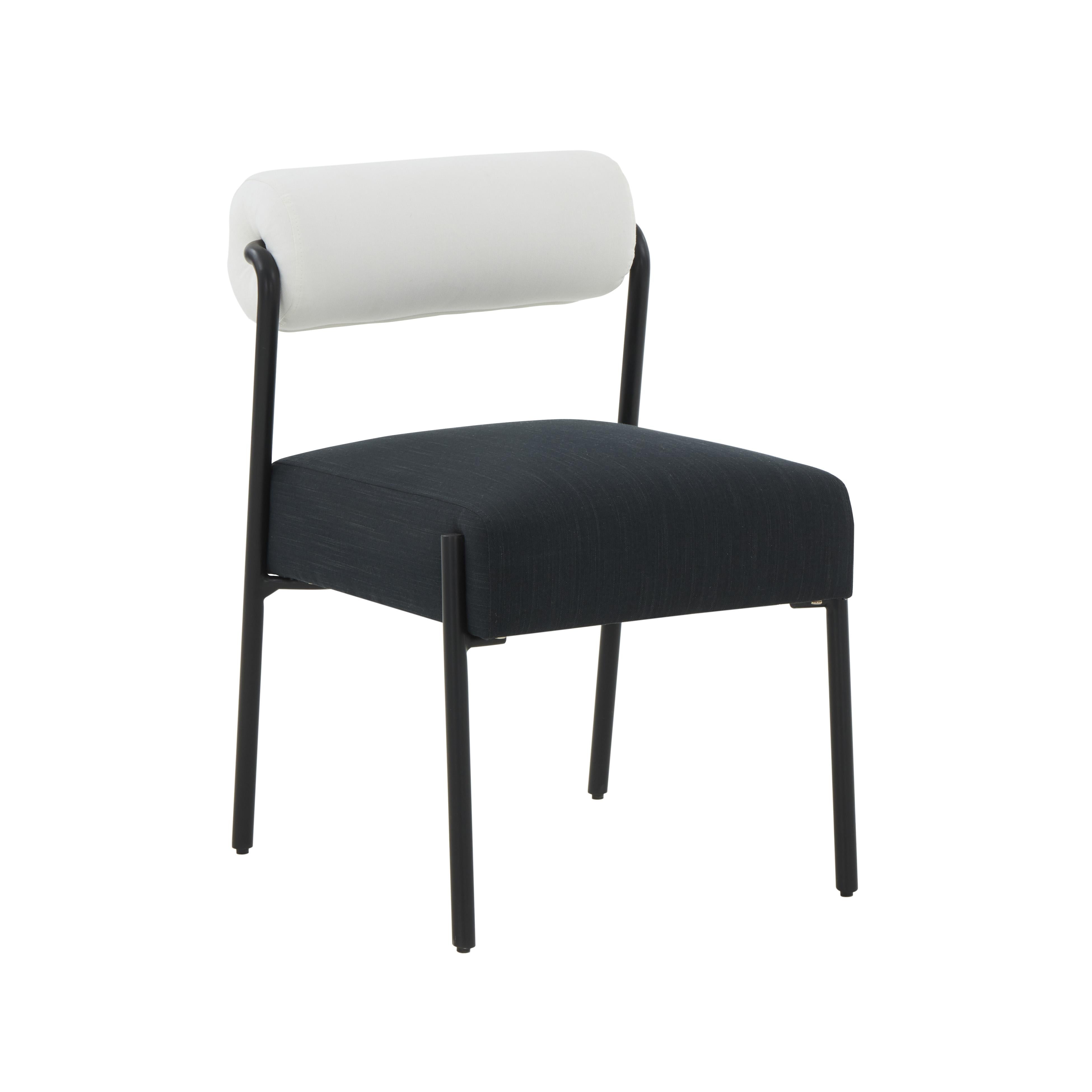 Jolene Cream and Black Performance Linen Dining Chair - Set of 2