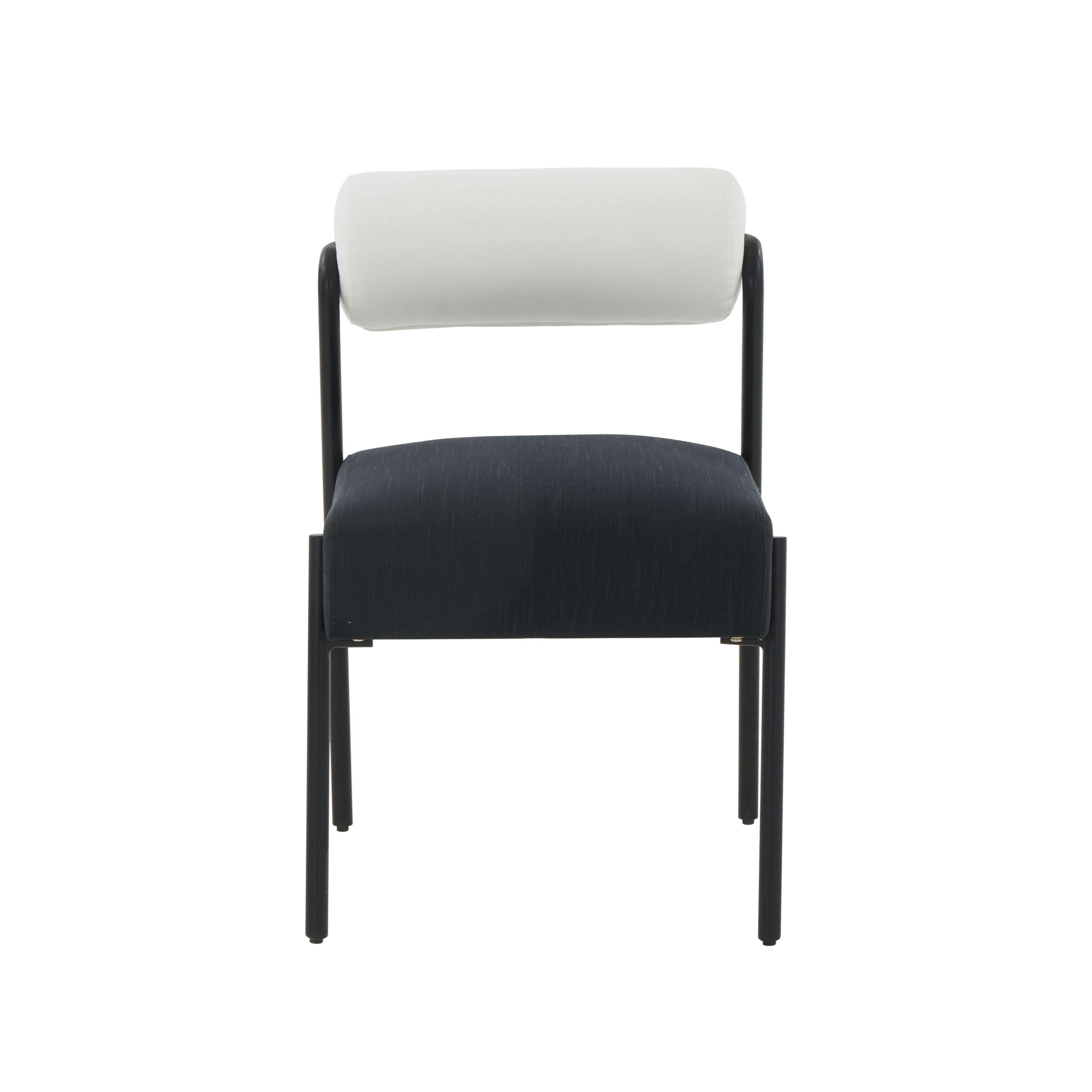 Jolene Cream and Black Performance Linen Dining Chair - Set of 2