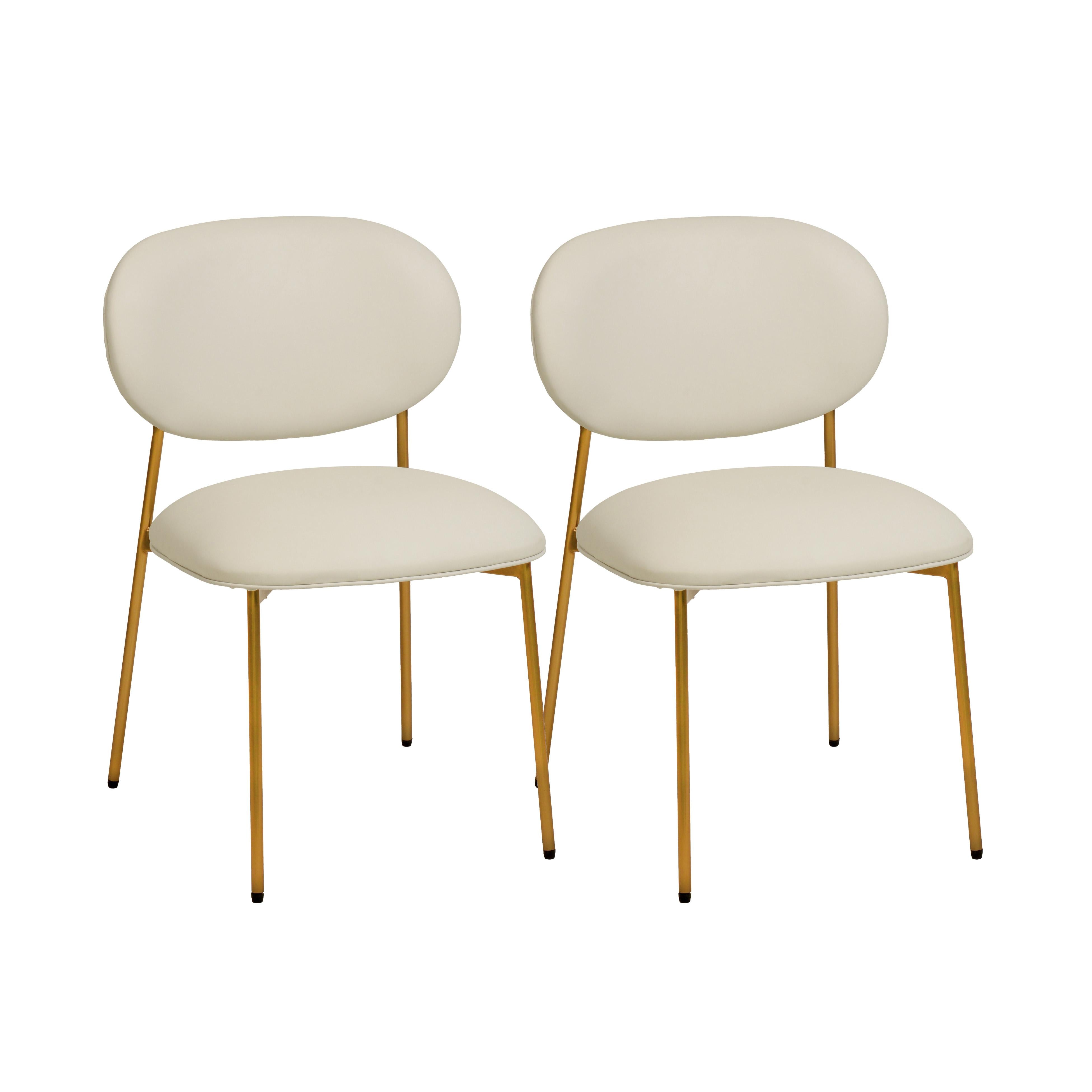 McKenzie Cream Performance Vegan Leather Stackable Dining Chair - Set of 2