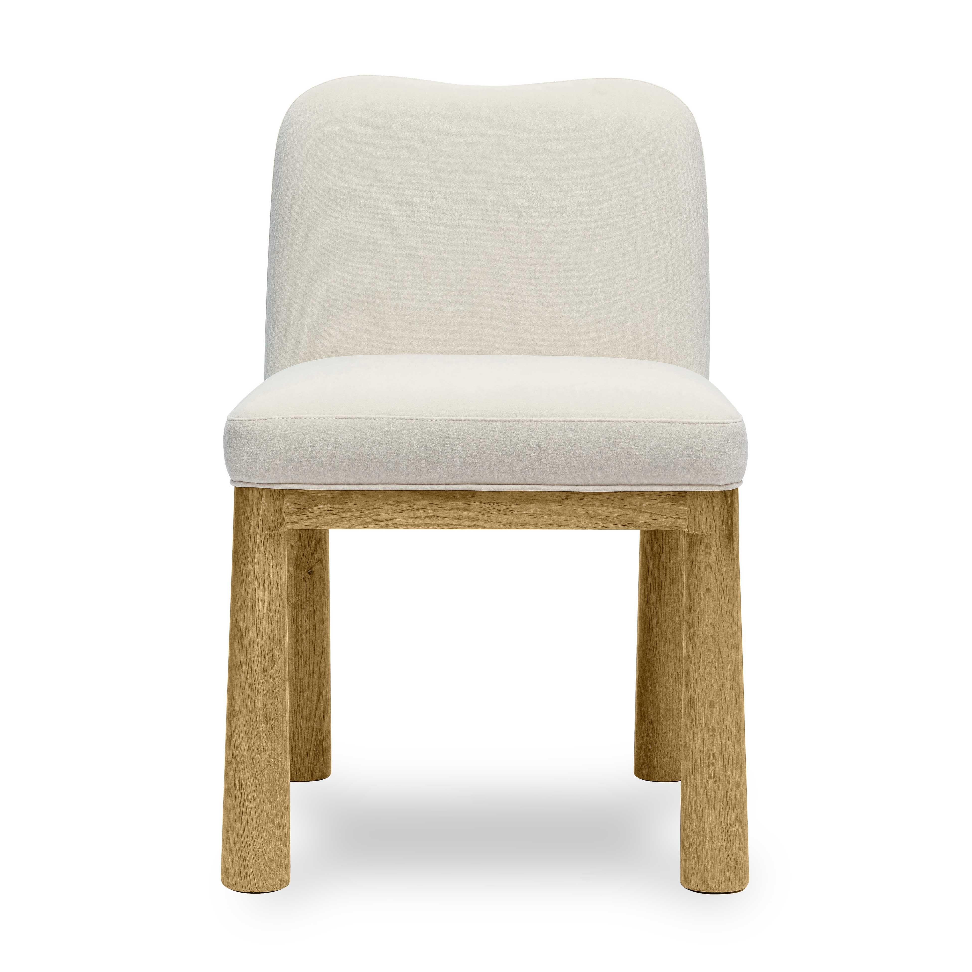 Tiara Cream Performance Velvet Oak Dining Chair