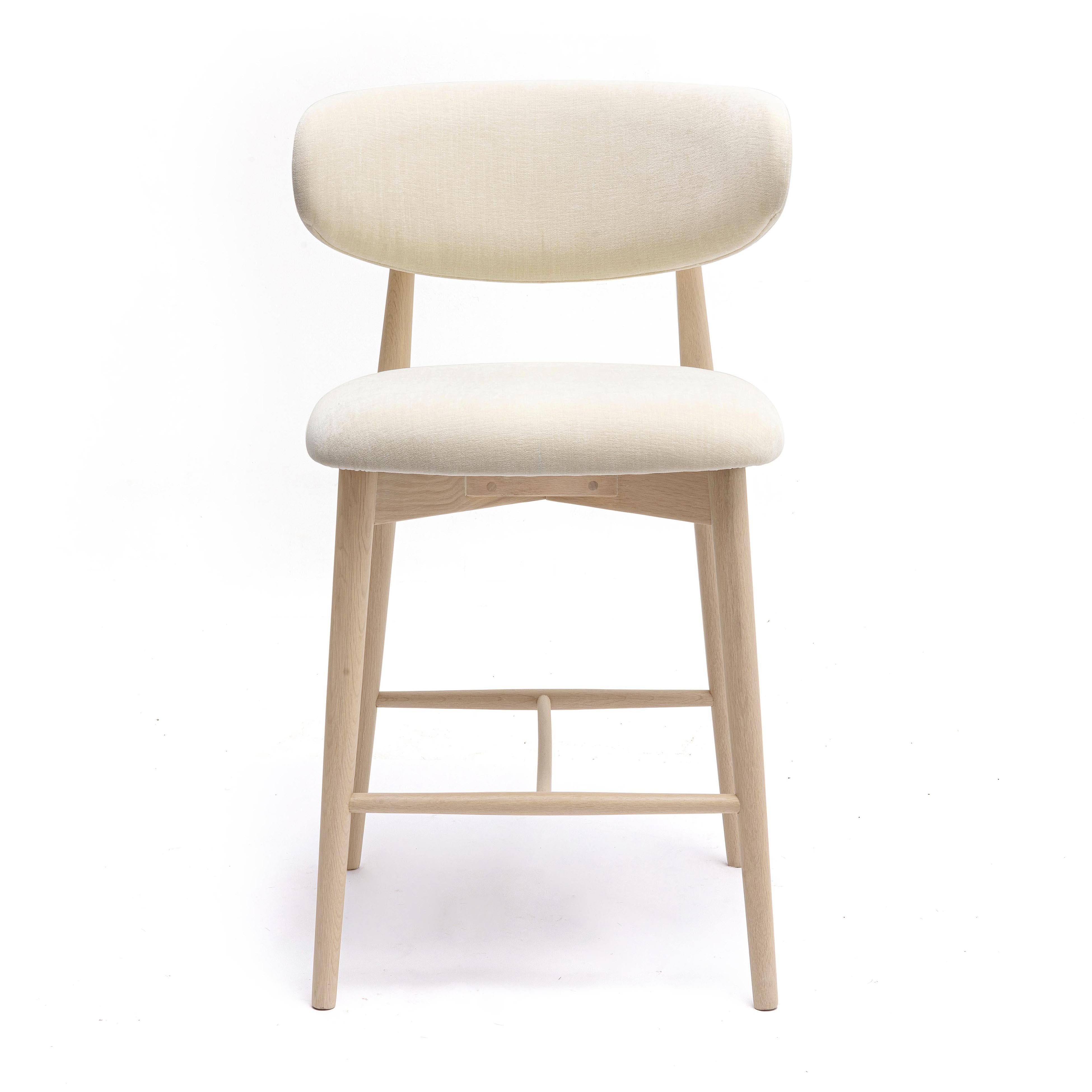 Zinea Cream Performance Textured Velvet Counter Stool
