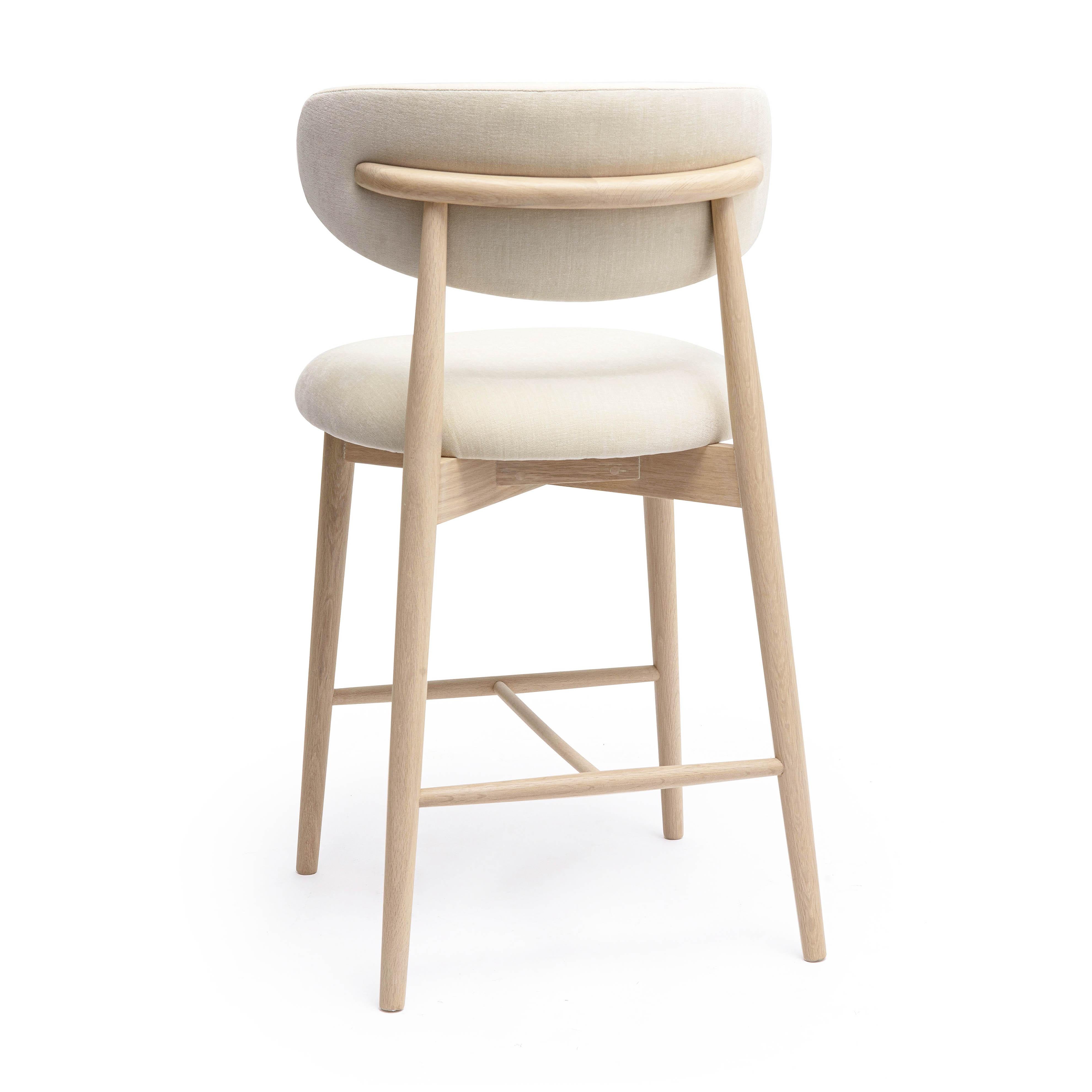 Zinea Cream Performance Textured Velvet Counter Stool