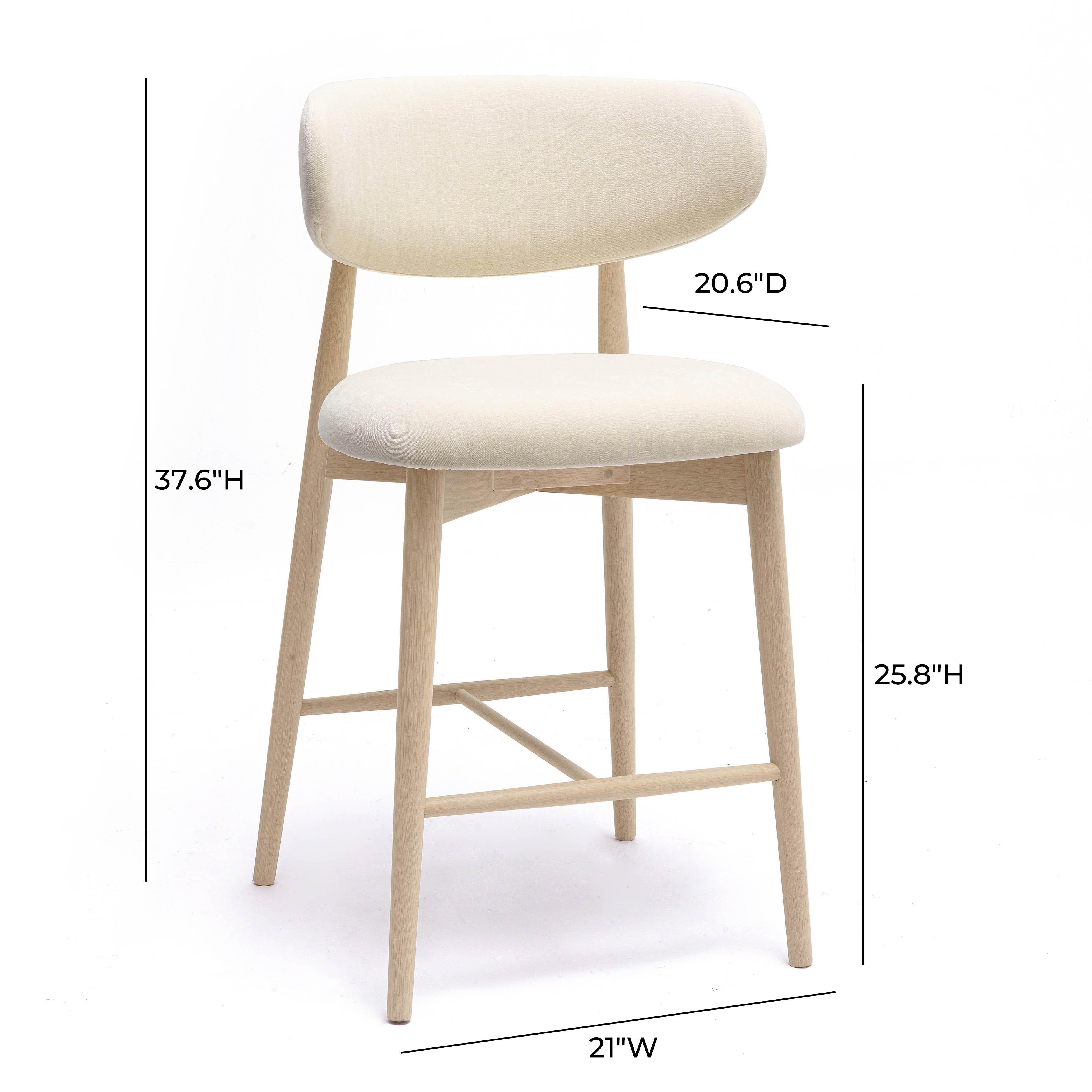 Zinea Cream Performance Textured Velvet Counter Stool
