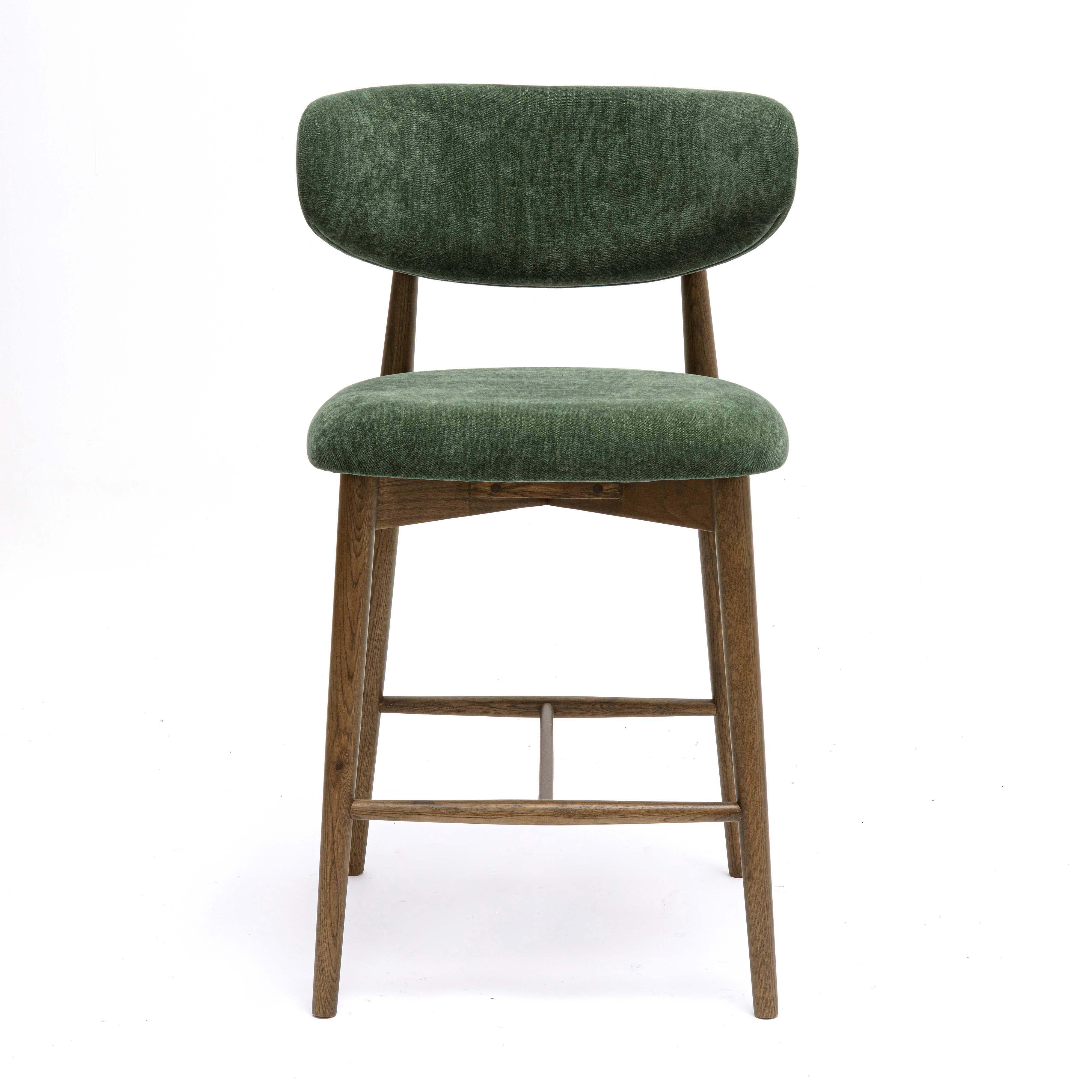 Zinea Forest Green Performance Textured Velvet Counter Stool