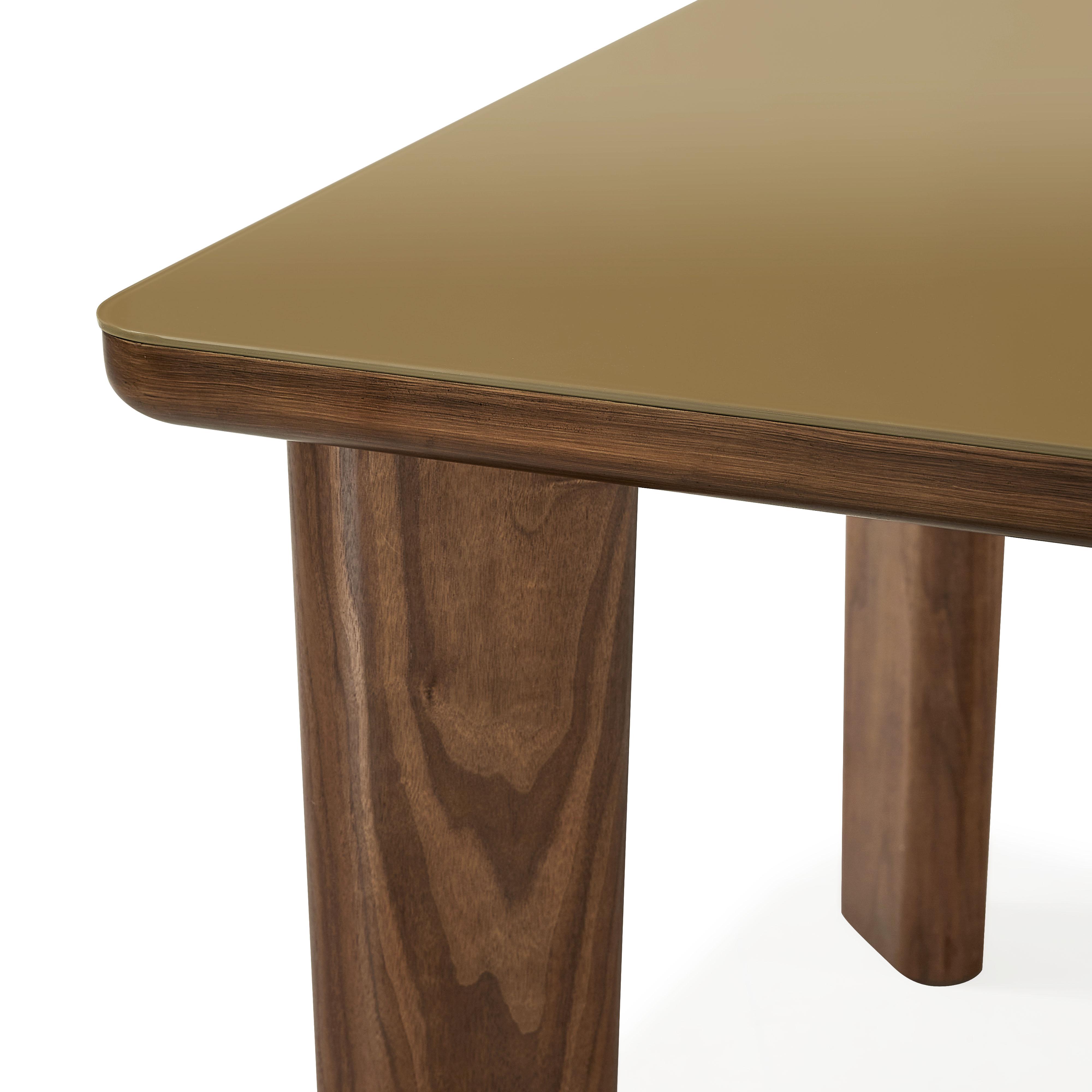 Oani Walnut and Glass Long Dining Table