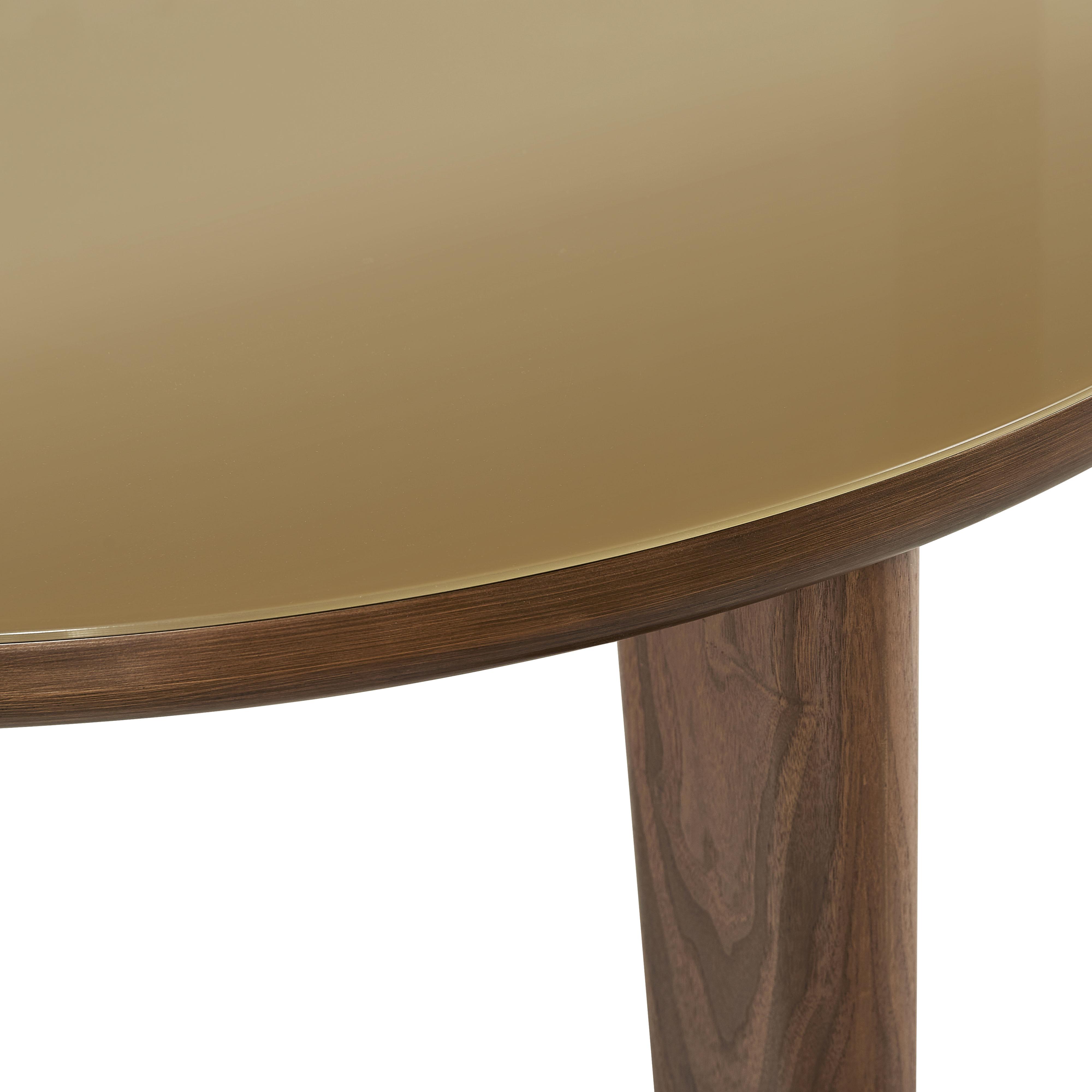 Oani Walnut and Glass Round Dining Table
