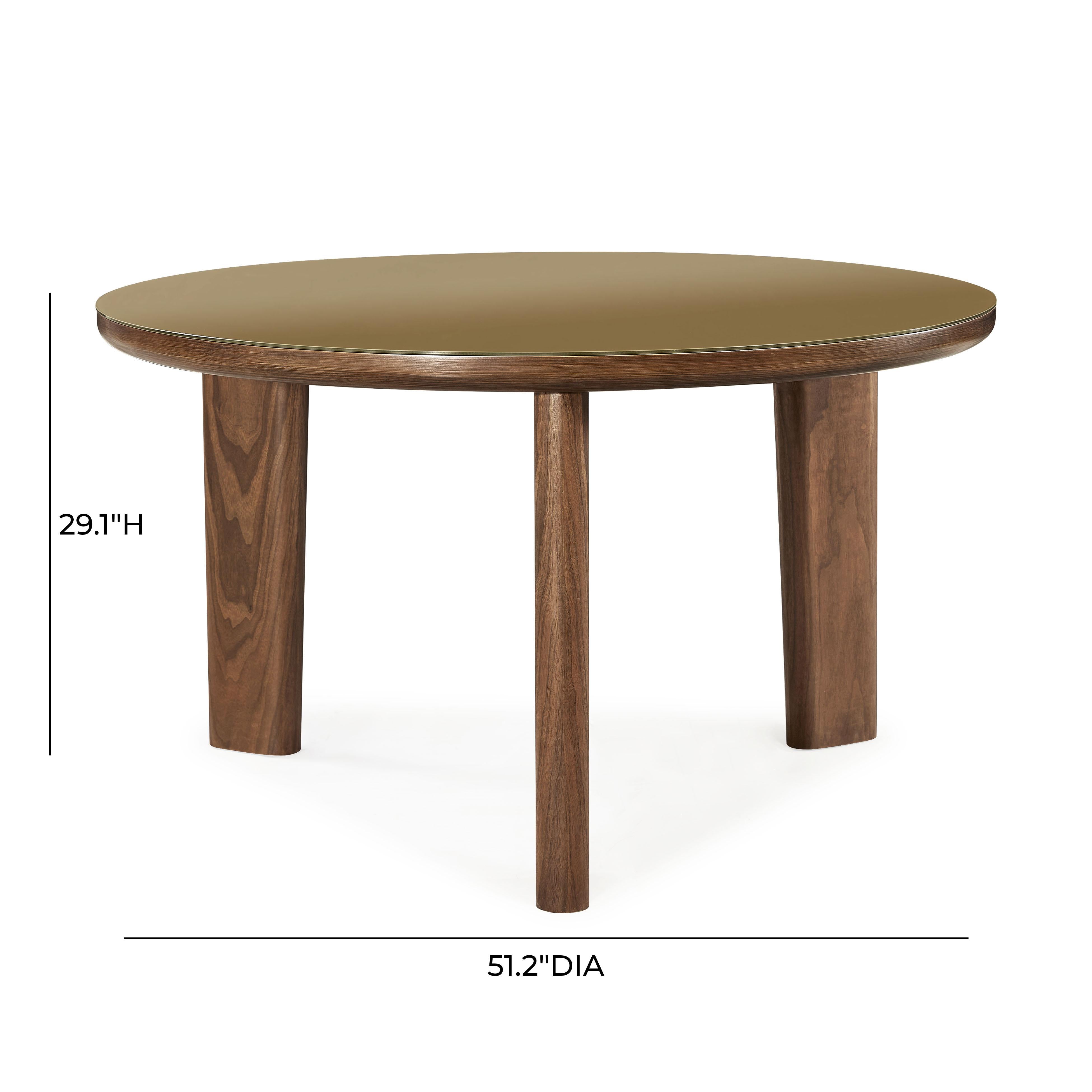 Oani Walnut and Glass Round Dining Table