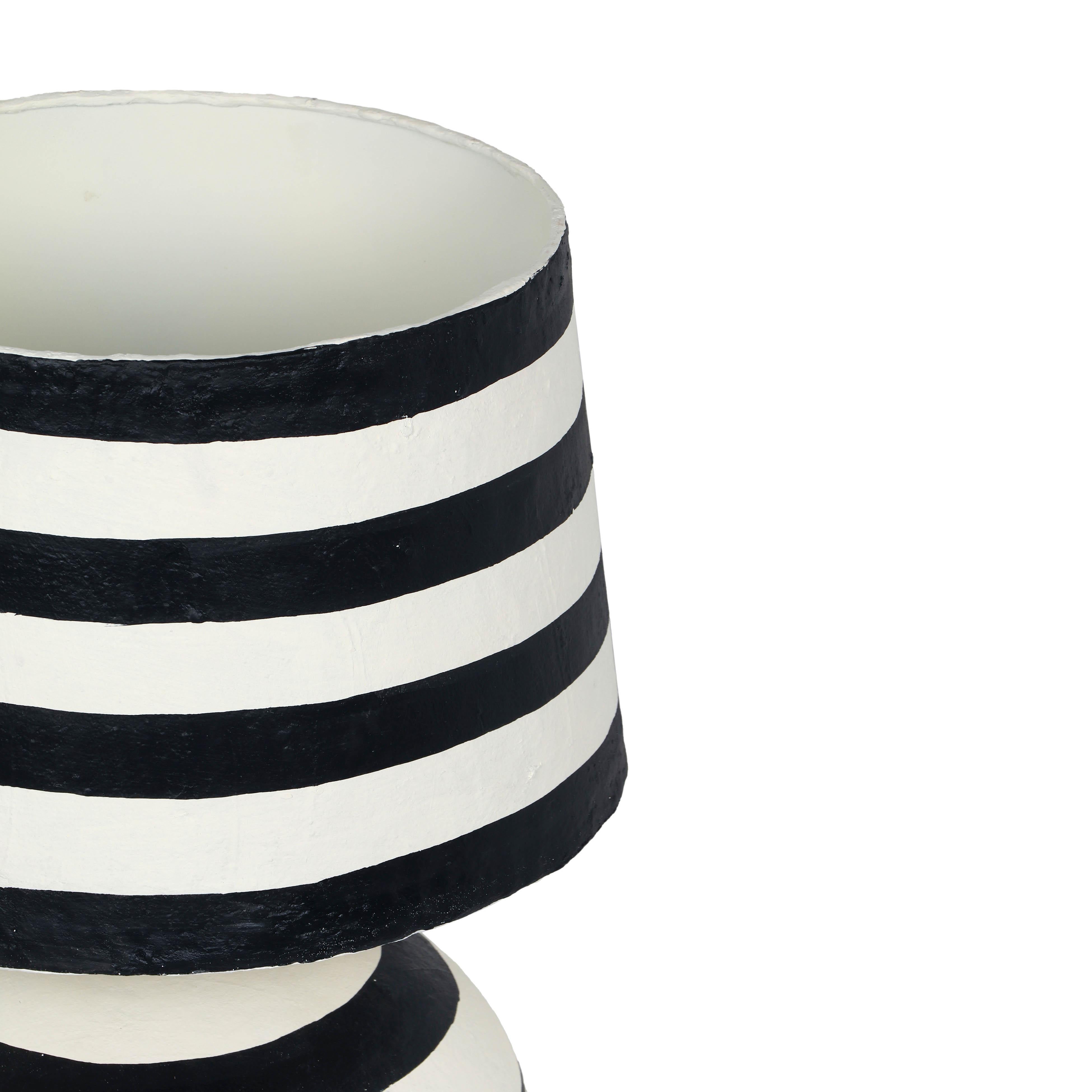 Positano Black Striped Papier Mache Table Lamp