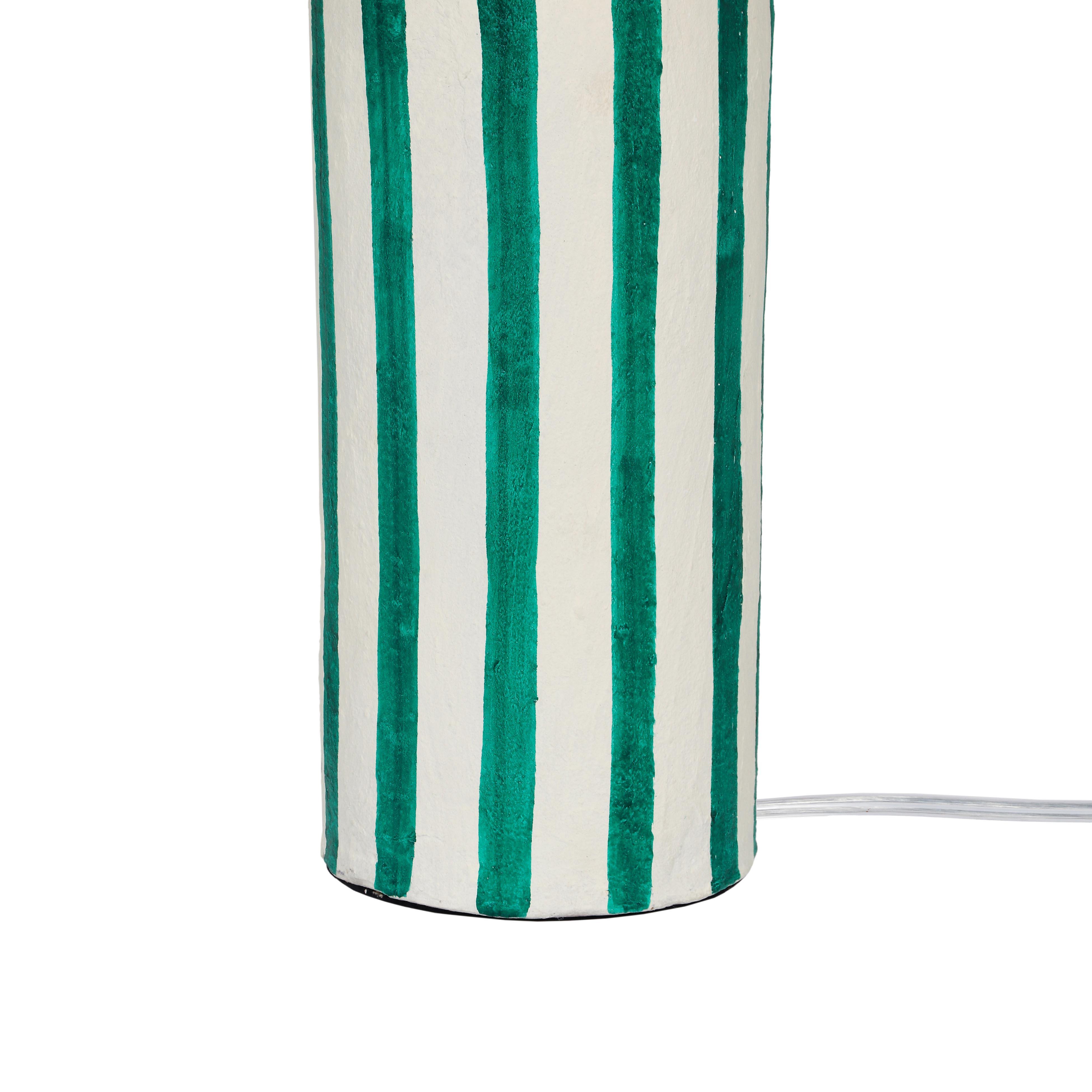 Ravello Green Striped Papier Mache Table Lamp