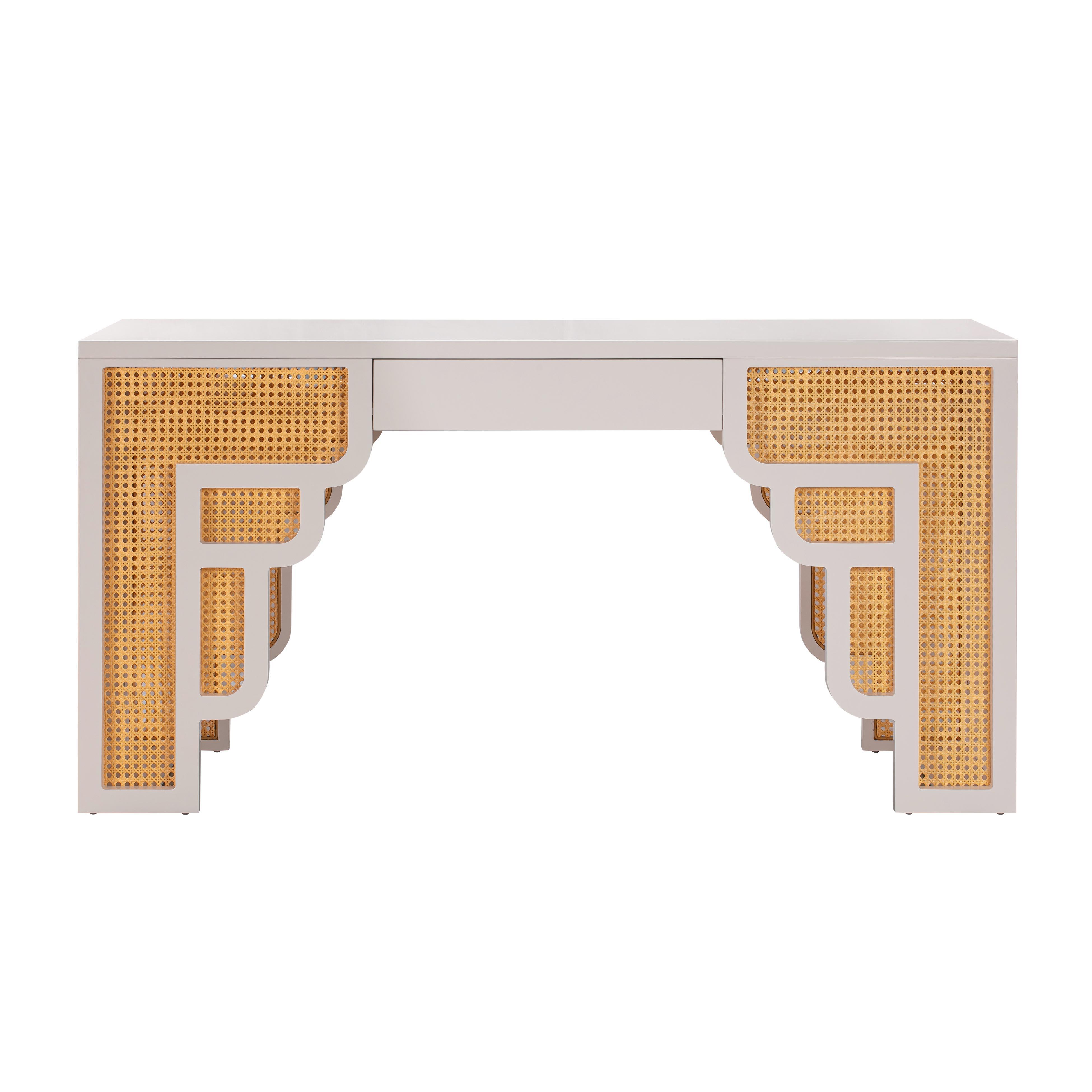 Suzie Cream & Rattan Executive Desk - UK