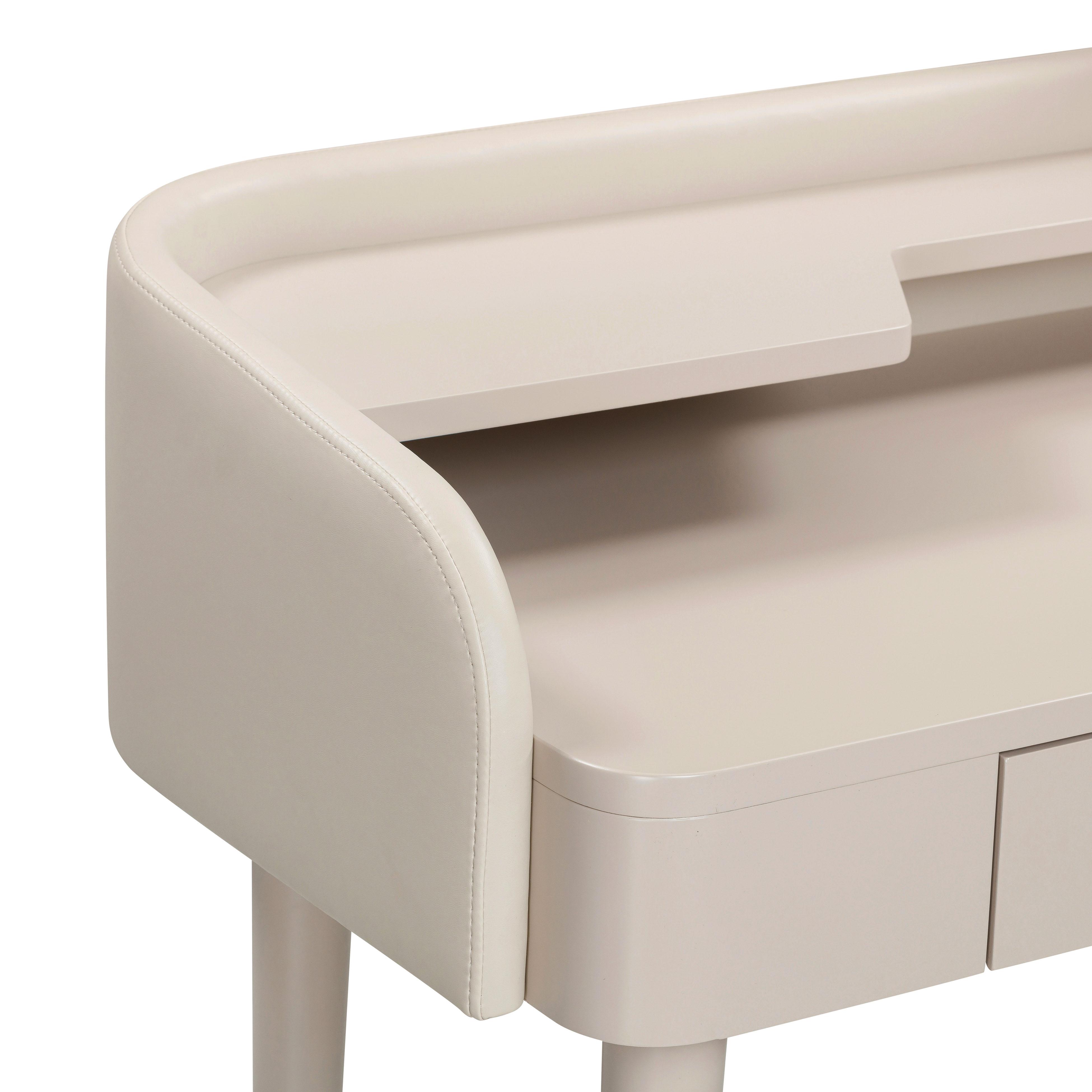 Penelope Taupe Vegan Leather Wrapped Vanity Desk - UK