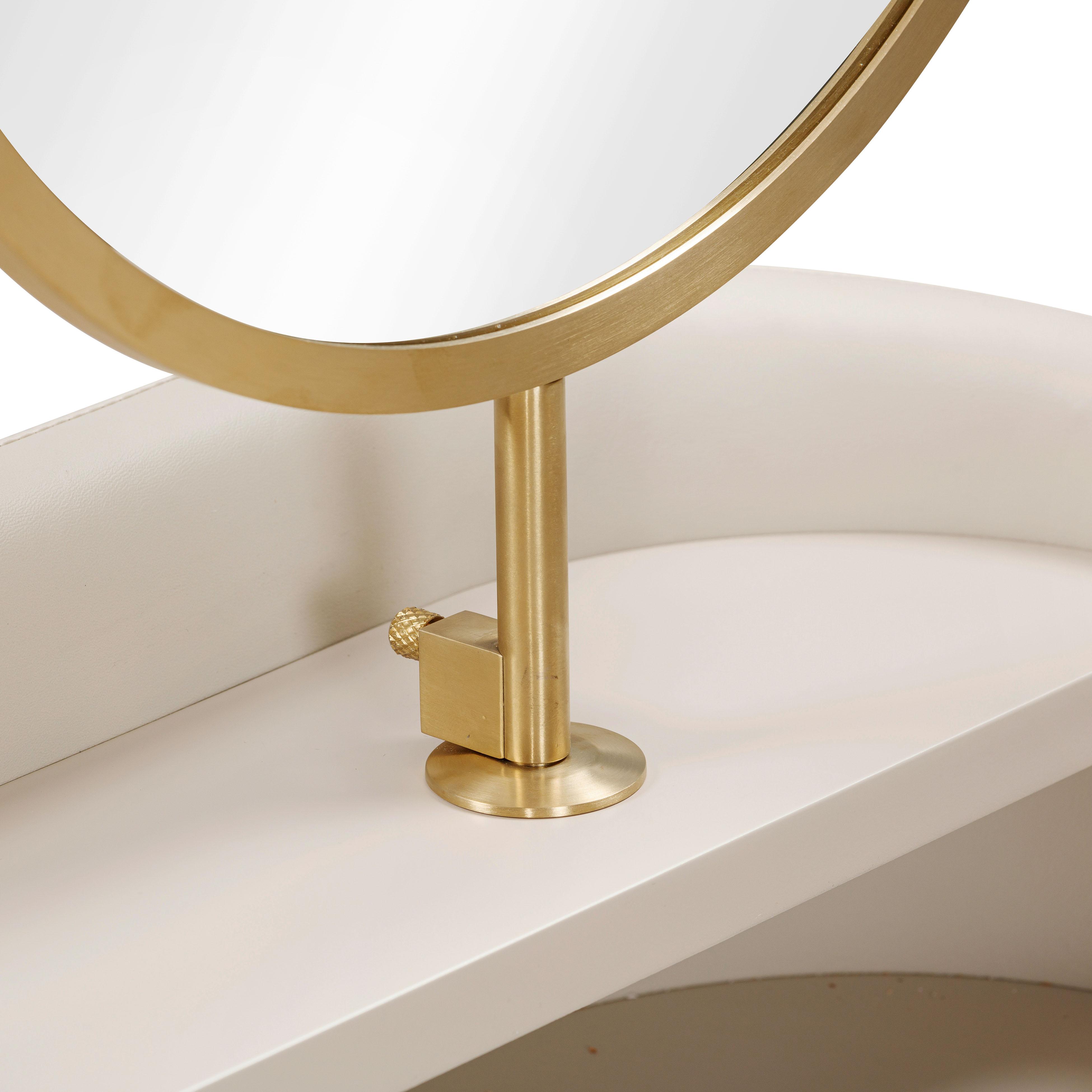 Penelope Taupe Vegan Leather Wrapped Vanity Desk - UK