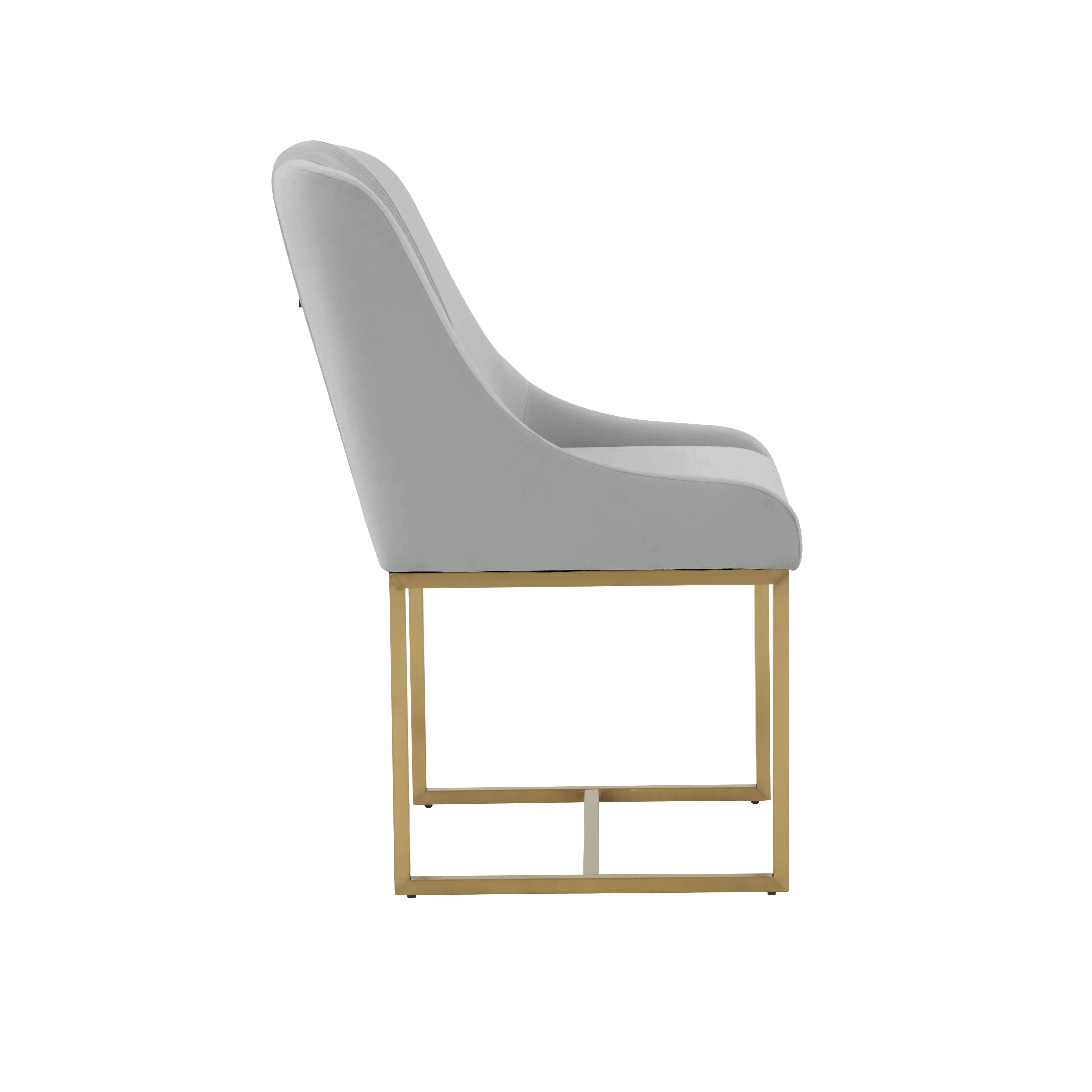 Lisa Grey Pleated Velvet Dining Chair