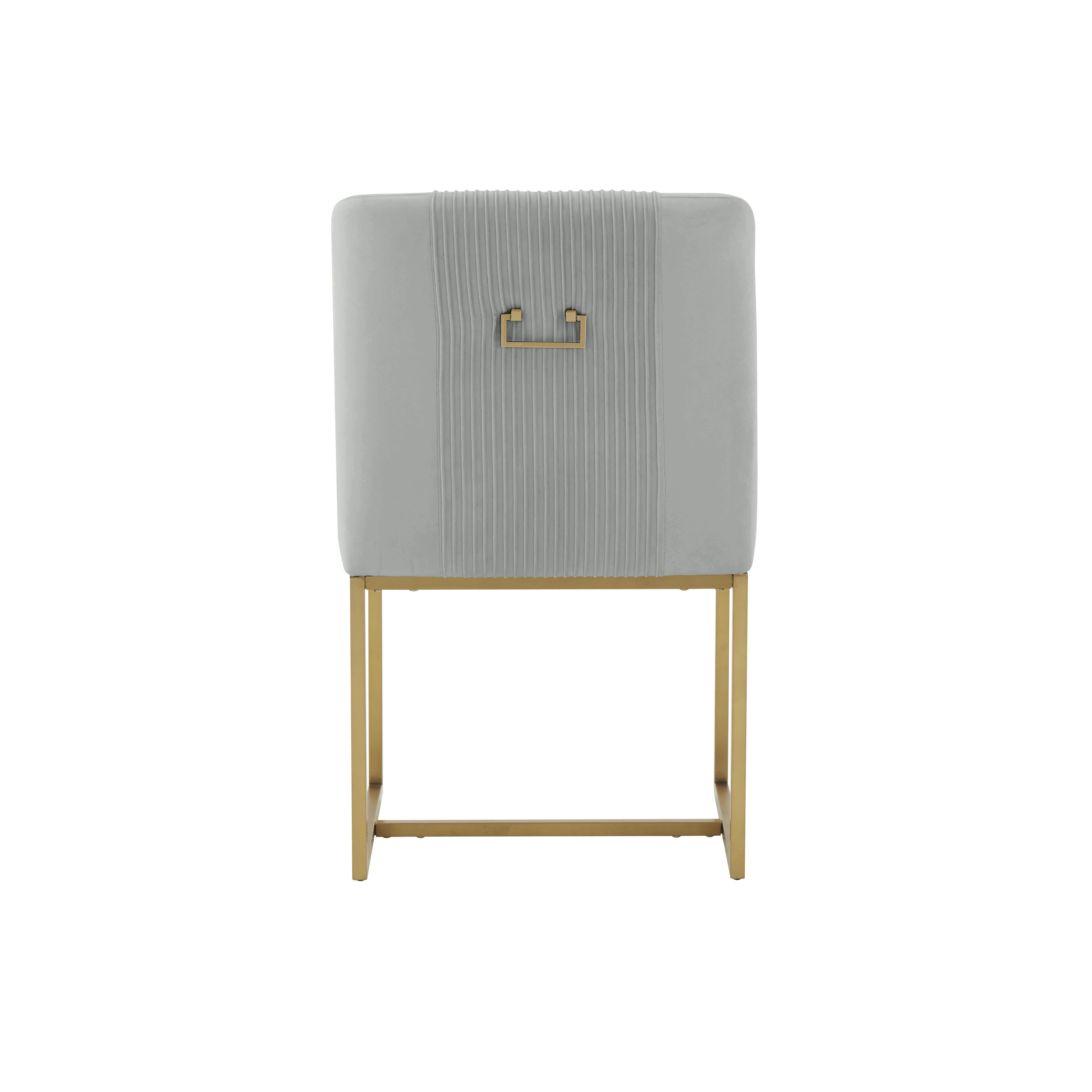 Lisa Grey Pleated Velvet Dining Chair