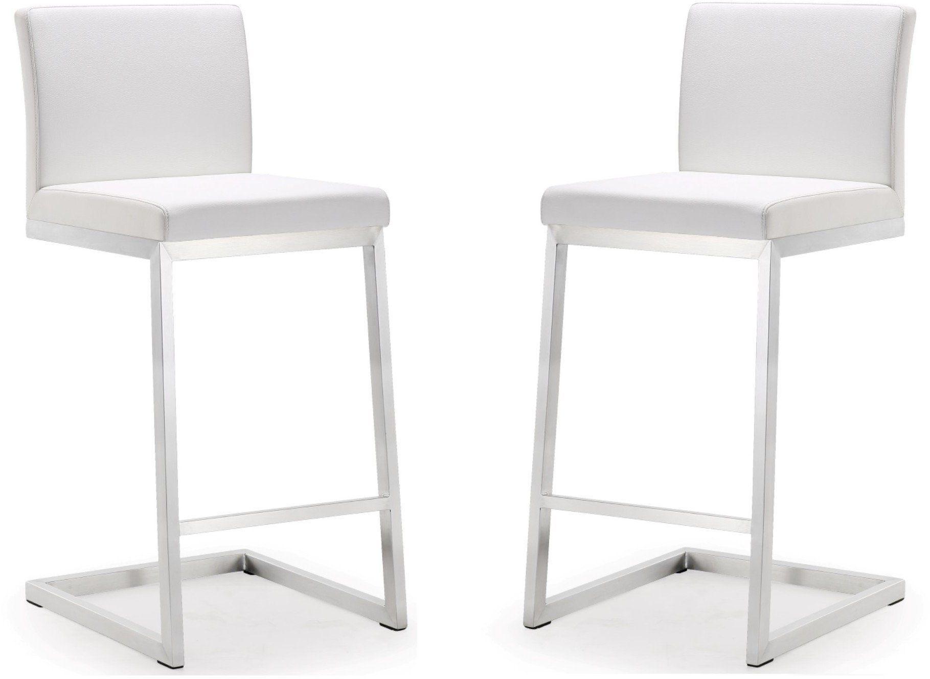 Parma White Stainless Steel Counter Stool - Set of 2 - UK
