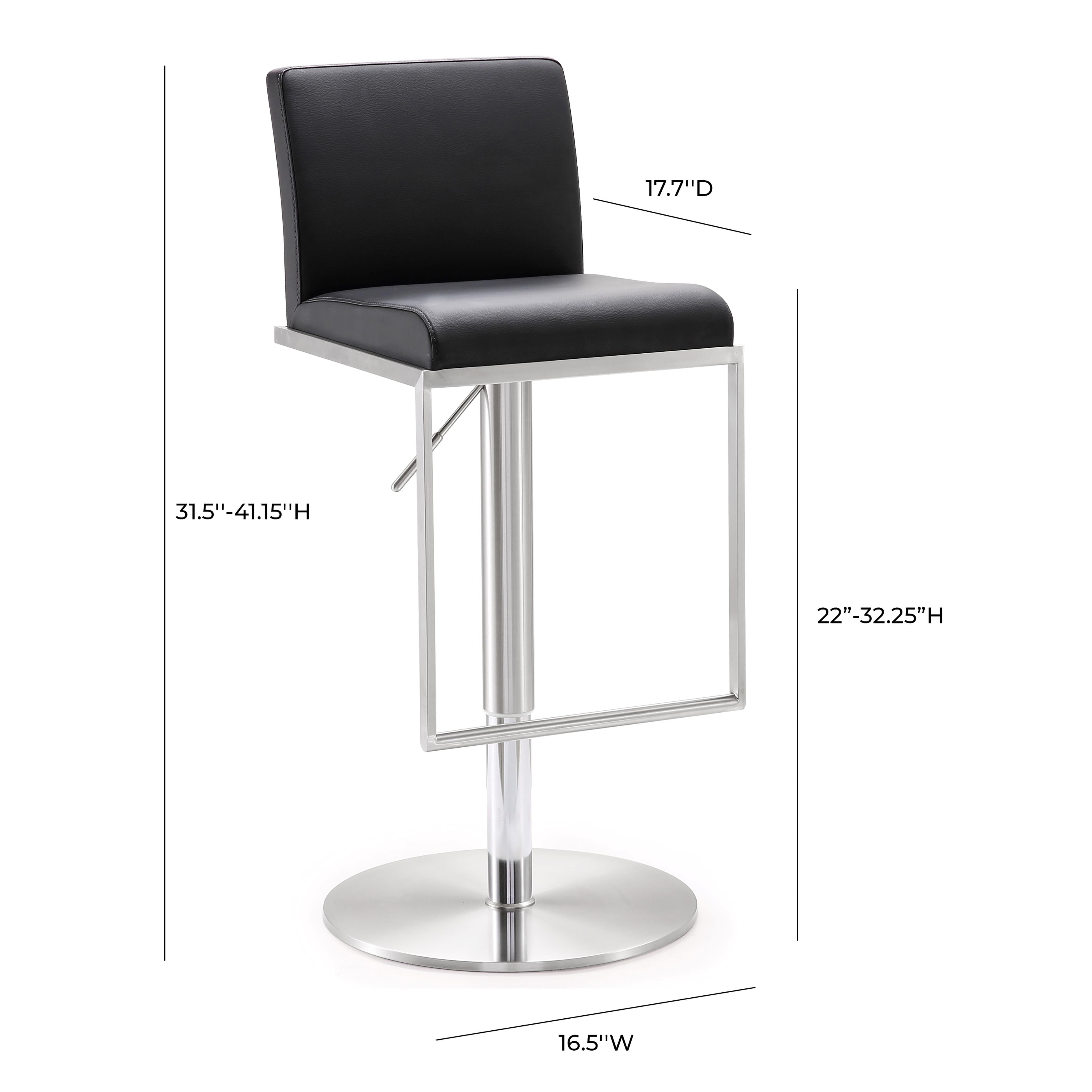 Amalfi Black Performance Vegan Leather Adjustable Stool