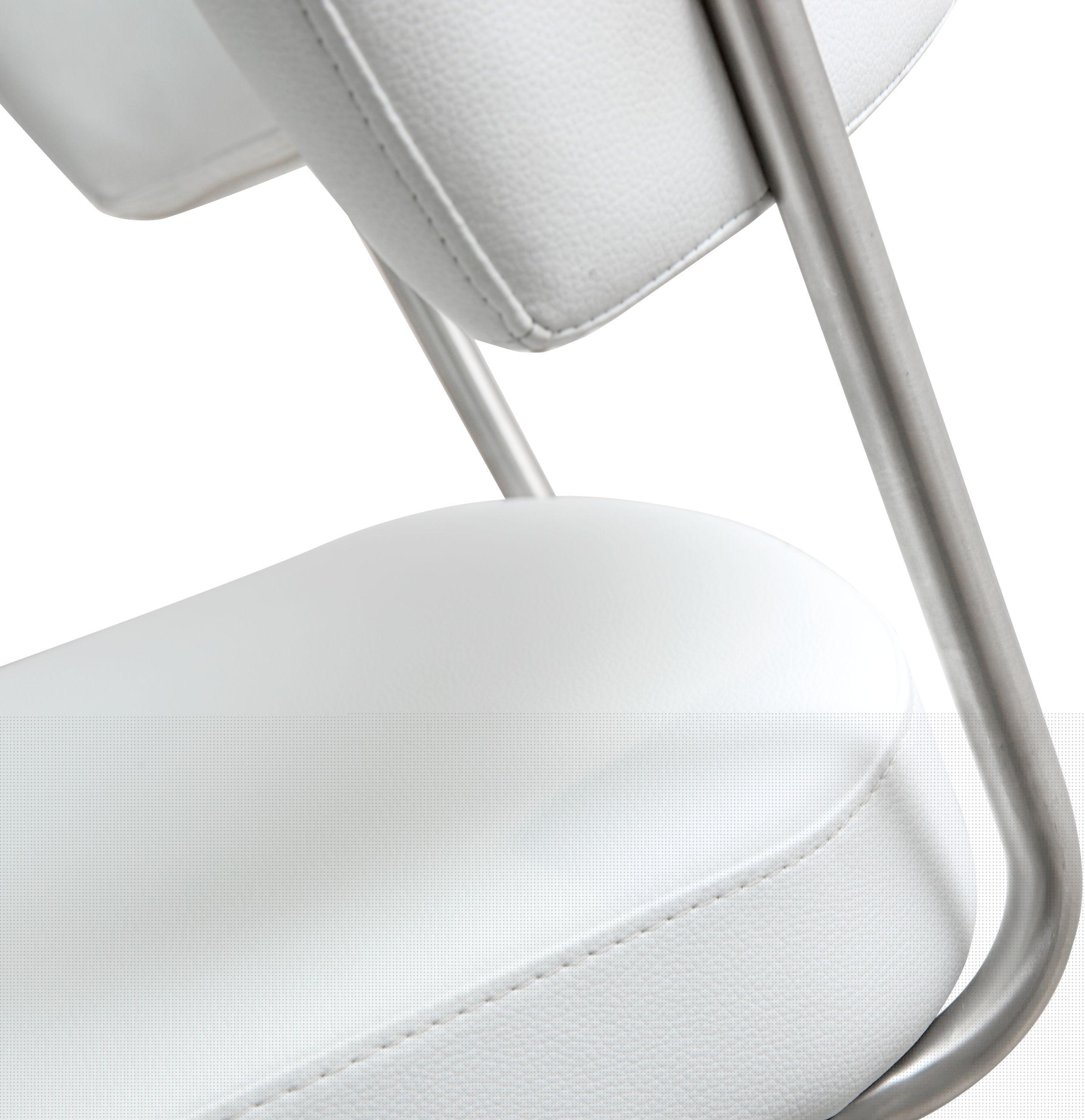 Cosmo White Performance Vegan Leather and Stainless Steel Barstool